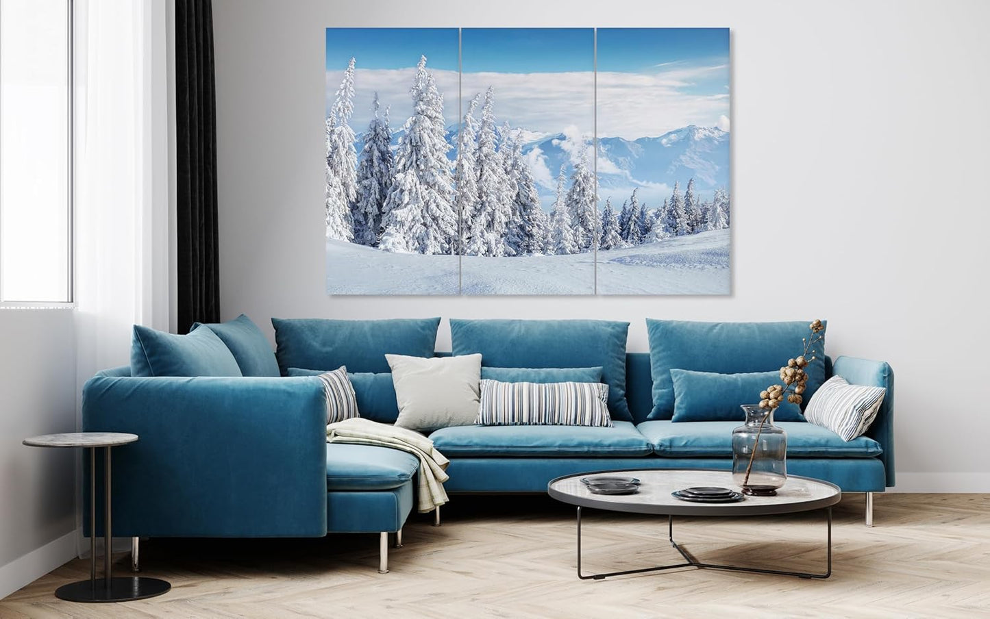 Nature Wall Art Prints - Ocean Forest Mountain Lake Canvas Landscapes - Small to Extra Large Living Room Bedroom Kitchen Bathroom Décor (Snow Covered Trees on Mountain, 31L" x 47W" - 3 Panels)