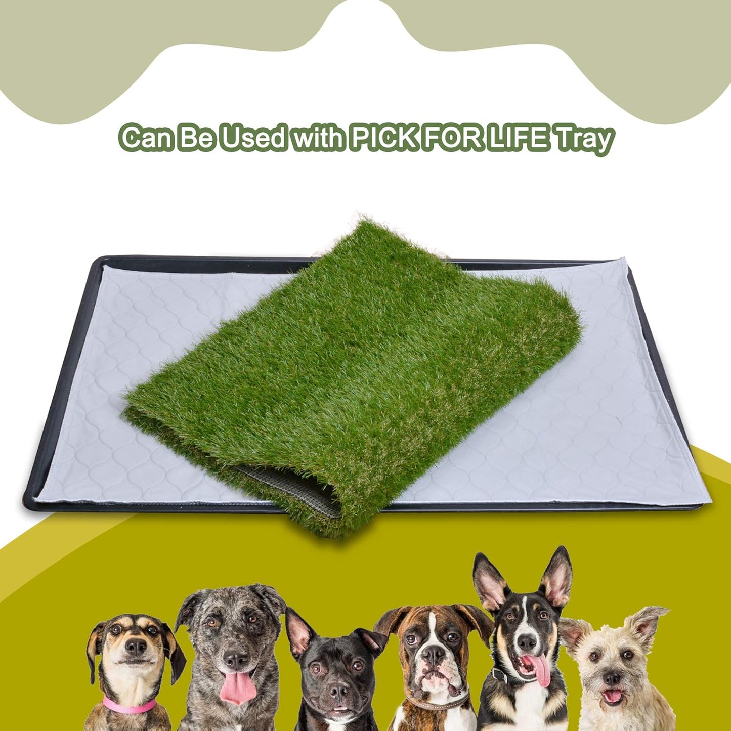 Dog Grass Large Potty Patch, Artificial Dog Grass Bathroom Turf for Pet Training, Washable Puppy Pee Pad, Perfect Indoor/Outdoor Portable Potty Pet Loo (Replacement Grass)