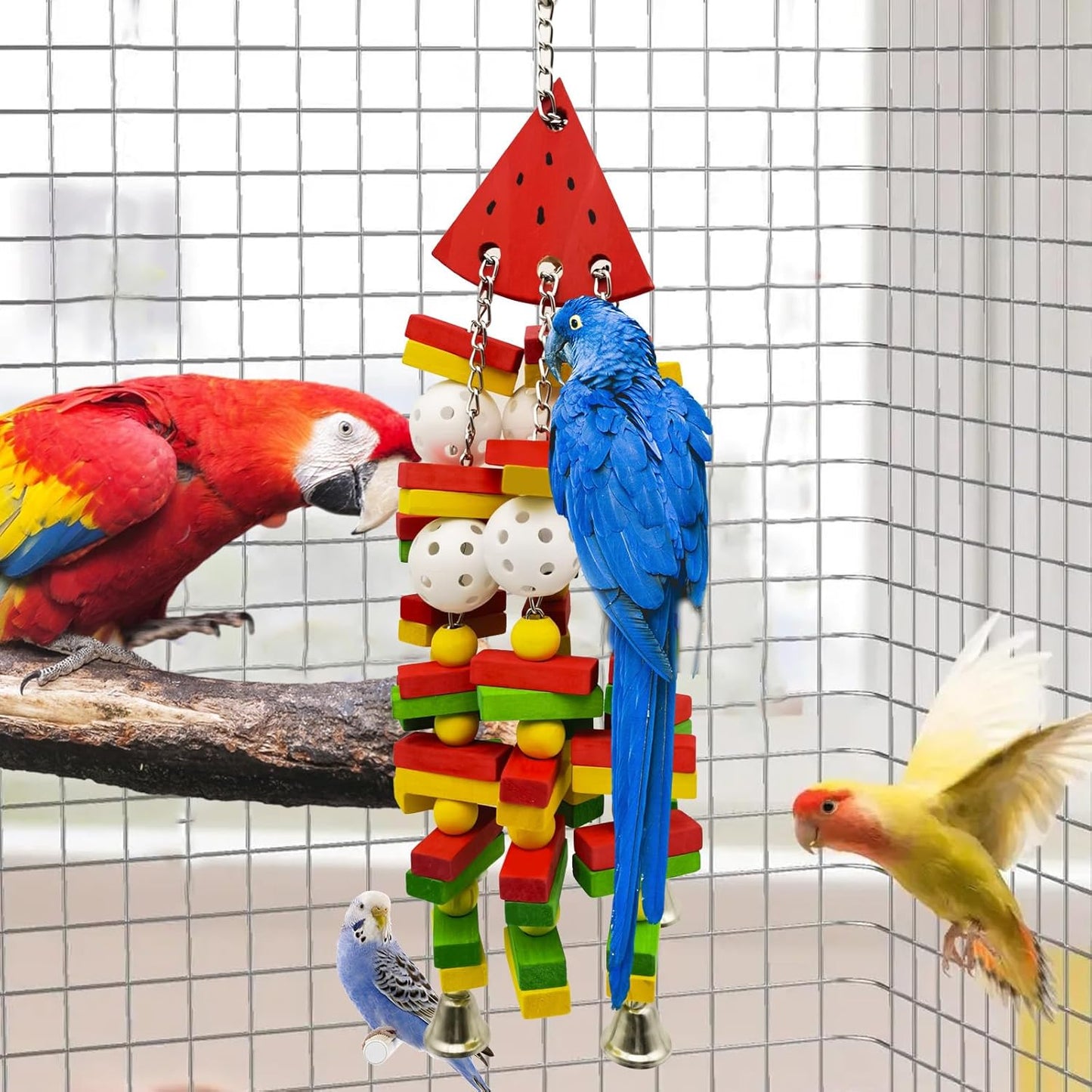 Bird Toys Parrot Toys for Large Birds Parrots, Cockatoos, Cockatiels, Parakeets, Cockatiel Cage Perch Stand Bird Cage Toy Parakeet Accessories
