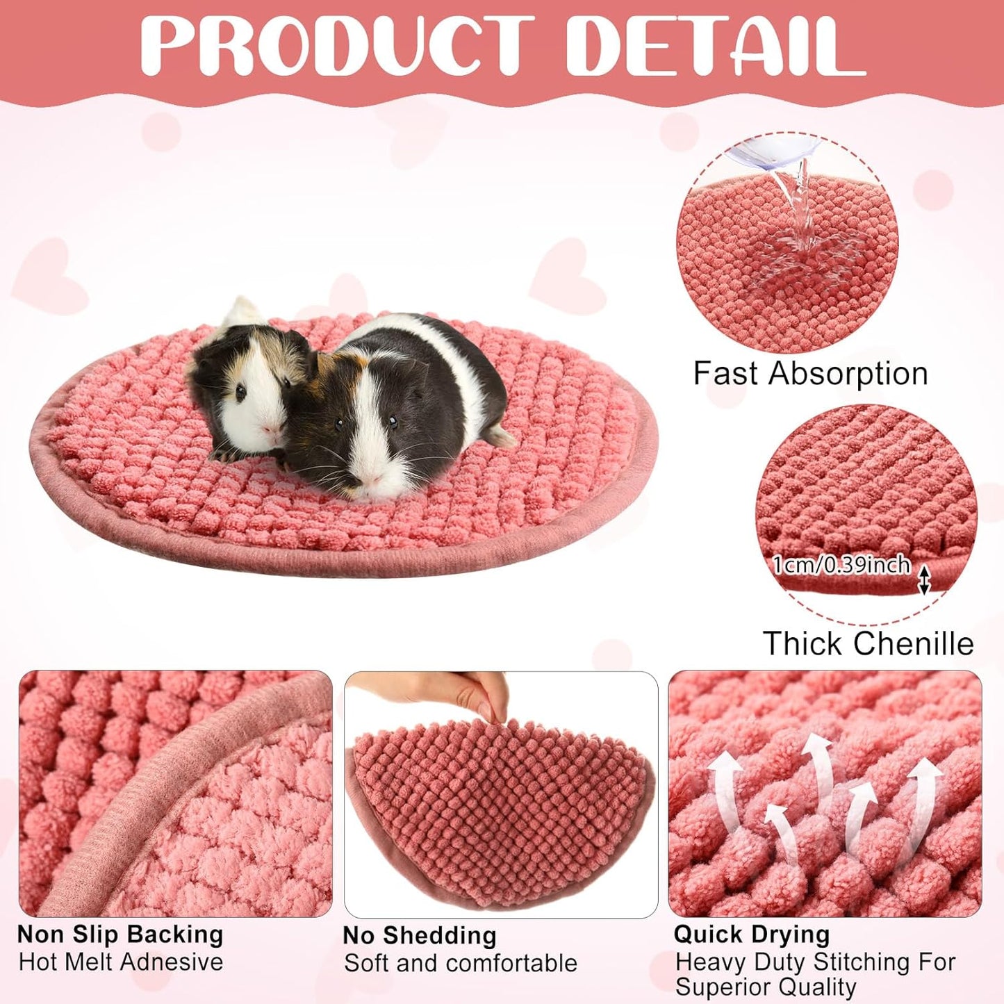 Amylove 4 Pcs Guinea Pig Cage Liner Guinea Pig Bedding Washable Fleece Pee Pads Reusable Small Animals Training Mat Small Animal Sleeping Bed for Bunny Hamster(Mixed Colors,Diameter 7.8 Inch)