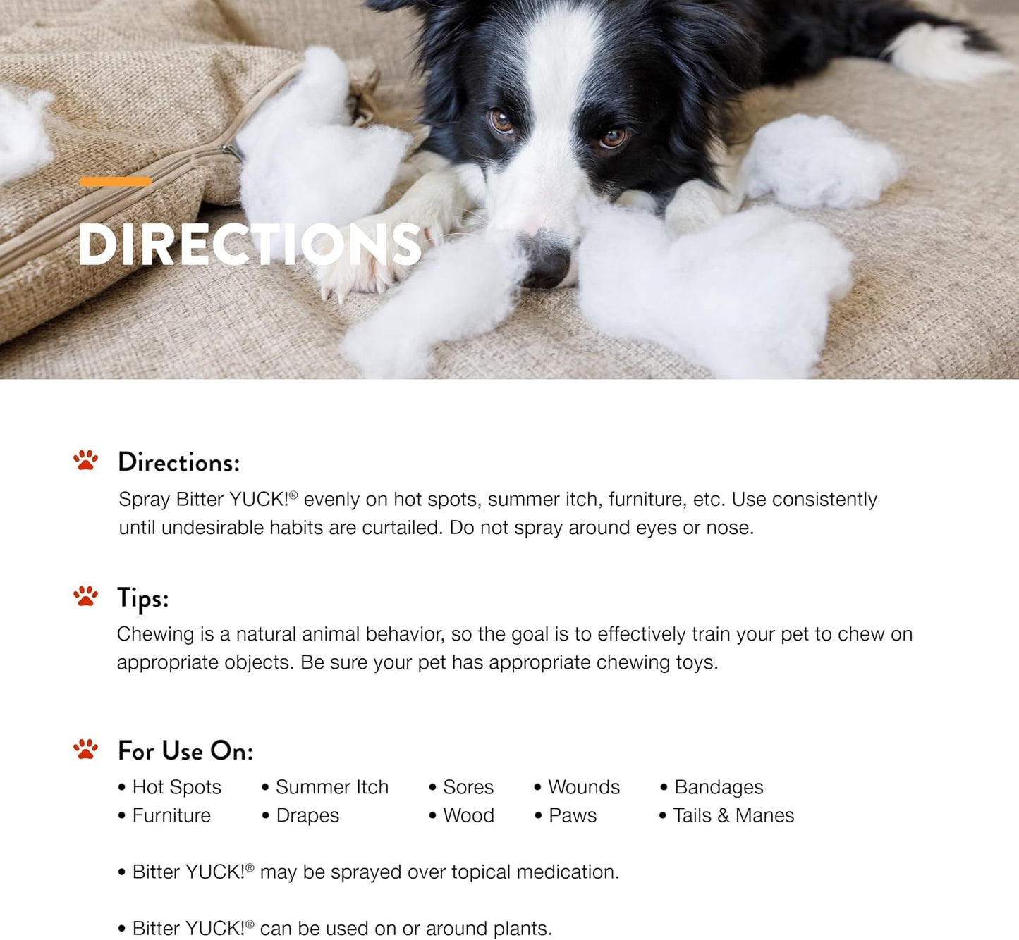 NaturVet Bitter Yuck! No Chew Spray for Dogs, Cats, and Horses Pet Training Spray, Liquid, Made in The USA, 16 Ounce