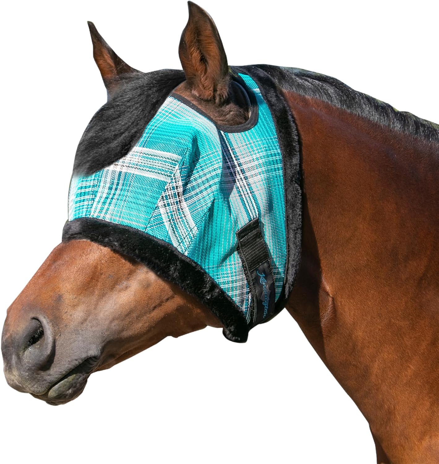 Kensington Fly Mask with Fleece Trim for Horses — Protects Face and Eyes Helps Block Sun Rays While Allowing Full Visibility — Breathable and Non Heat Transferring