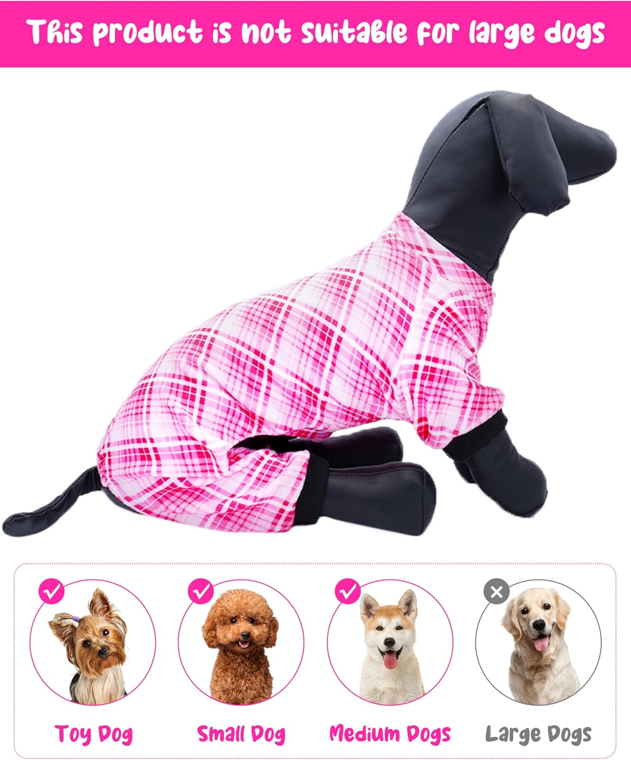 PET SHOW 4 Pack Small Dog Pajamas Cute Paw Bone Clothes for Medium Dogs Soft Stretchy PJs Plaid Jumpsuit Puppy Floral Fruits Onesies Outfits with Sleeve Pets Dachshund Costume(XL, Pink for Girls)