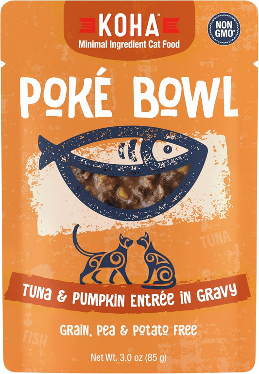 KOHA Poké Bowl Tuna & Pumpkin Entree in Gravy for Cats, 12-Pack of 3oz Pouches