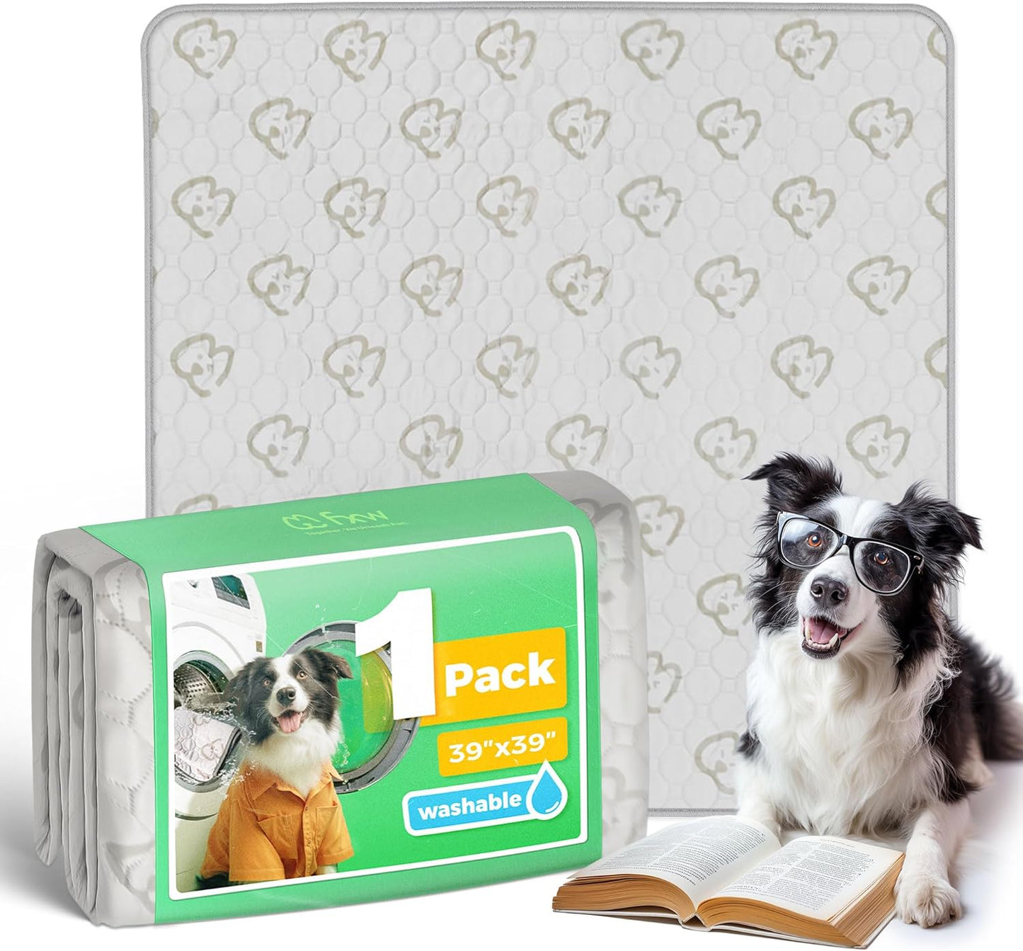 FXW Washable Pee Pads for Dogs, Puppy Pads with Super Absorbent, Specifically Designed for Potty Training, 39" Square, Khaki, 1 Pack