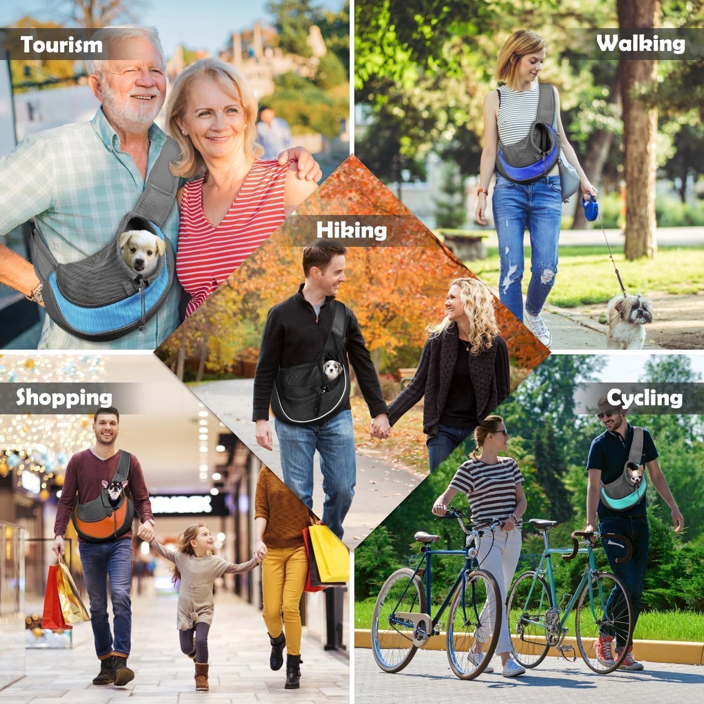 YUDODO Pet Sling Carrier for Small Dogs & Cats – Hands-Free Puppy Carrier with Safety Hook, Large Zipper Pocket, Soft Breathable Mesh, Adjustable Strap & Reflective Strip (Black 1.0 L)