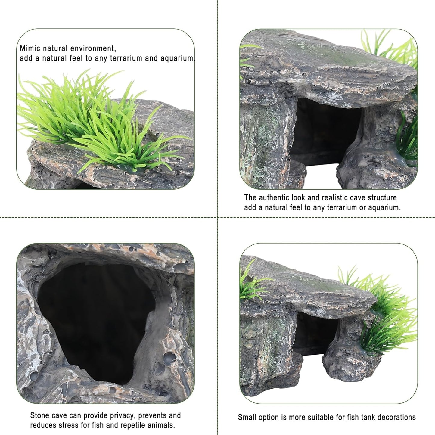 Premium Small Fish Tank Decorations, Reptile Tank Accessories, Turtle Tank Accessories, Natural Reptile Hide for Bearded Dragon, Professional Turtle Basking Platform (Small)