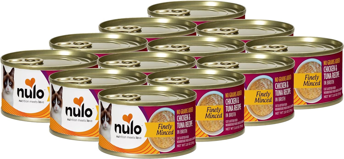 Nulo Finely Minced Chicken & Tuna Wet Canned Cat Food, 2.8 Ounce (Pack of 12)