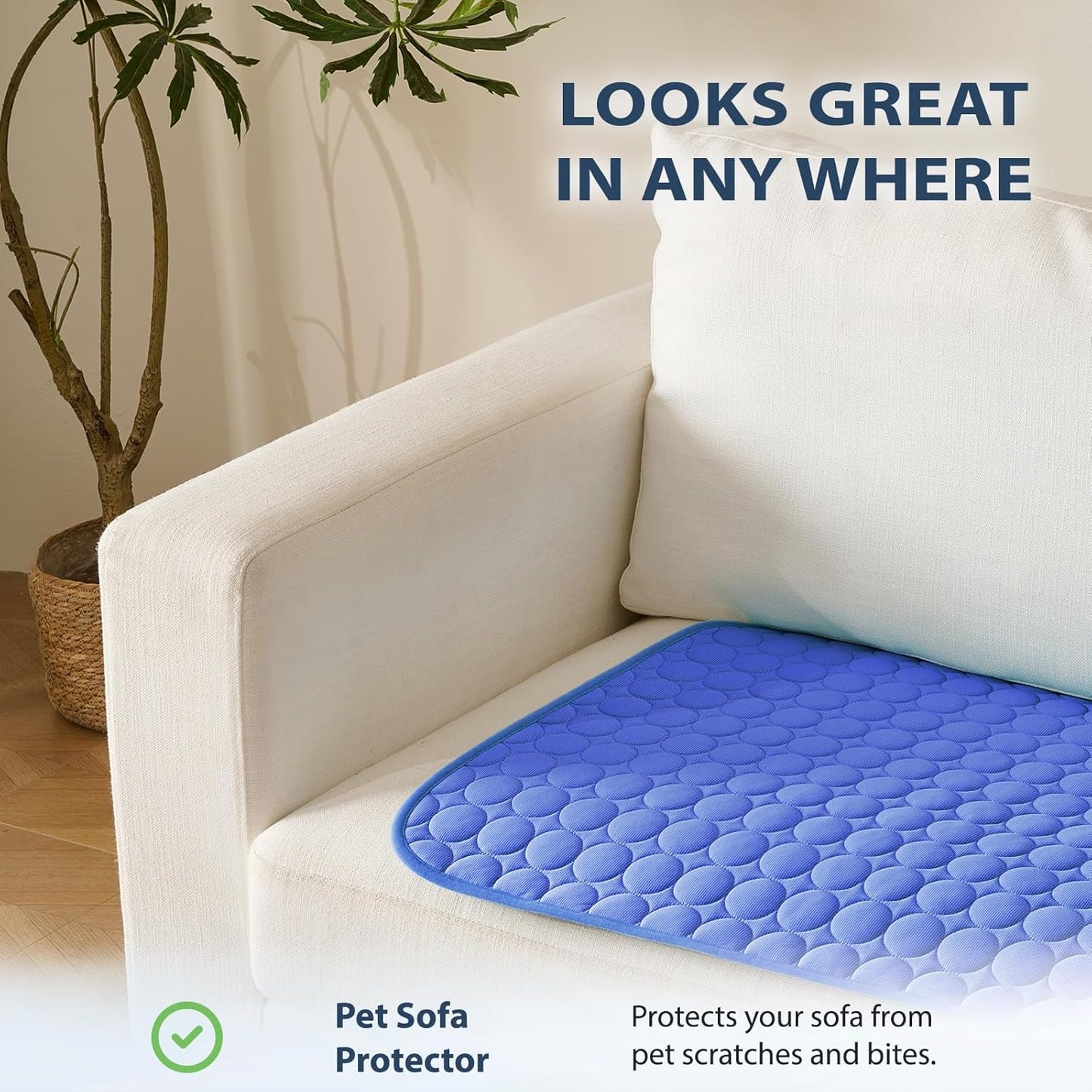 MICROCOSMOS Summer Cooling Mat & Sleeping Pad- Water Absorption Top, Materials Safe, Easy Carry, EZ Clean. Keep Cooling for Pets, Kids and Adults.(Navy Blue, 59" x 40")