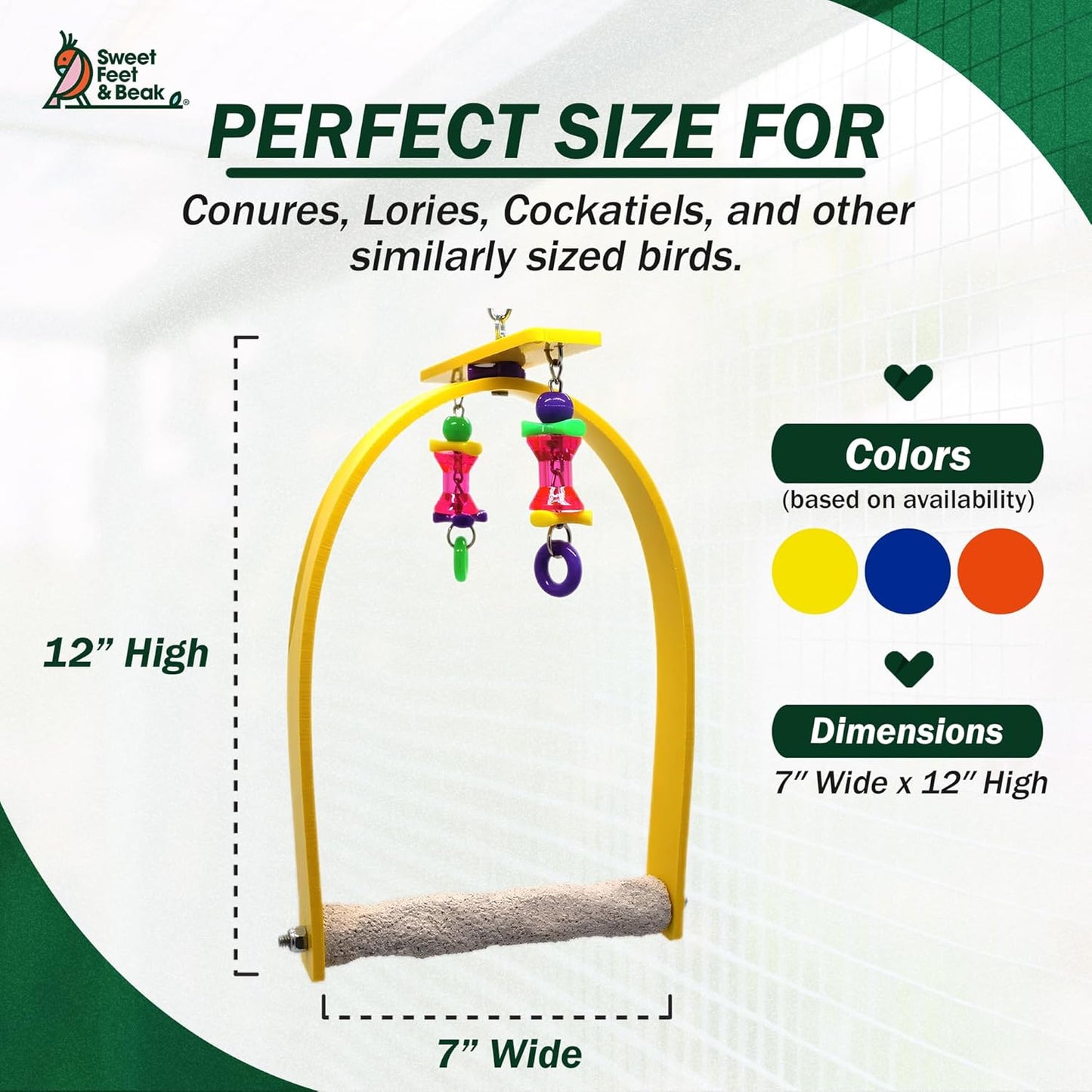 Small Whirly Bird - Perfect Cage Toy Stimulates Visual and Physical Activity - Safe, Non-Toxic, Cage Accessories for Small Birds