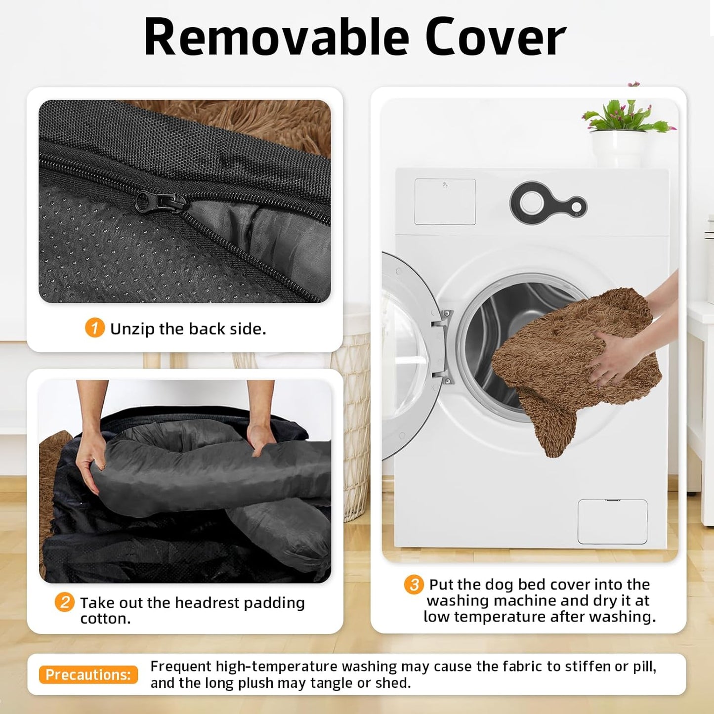 GGIB Calming Dog Bed Fluffy Plush Dog Mat for Furniture Protector with Removable Washable Cover for Large Medium Small Dogs and Cats (Large, Brown)