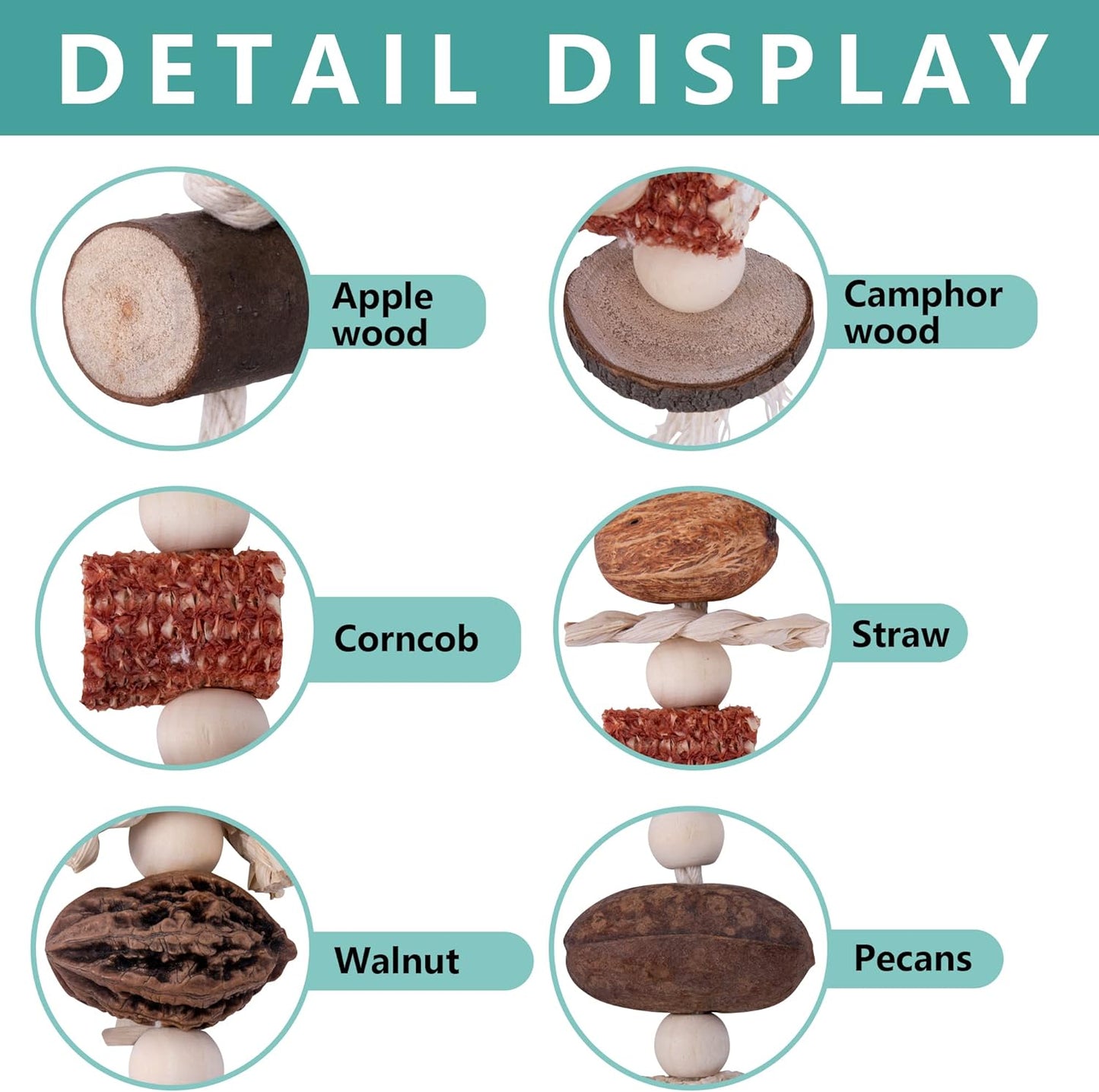 Deloky Extra Large Parrot Toy-Natural Wooden Chewing Tearing Toy for African Grey, Amazon Parrots, Macaws, Medium Breeds