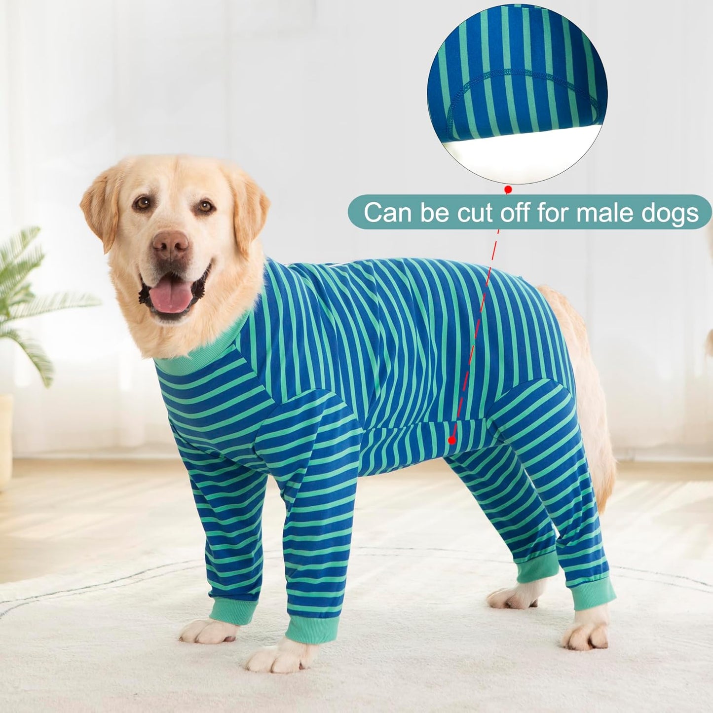 Yeapeeto Dog Onesie Surgery Recovery Suit for Large Medium Bodysuit Dogs Pajamas PJS Full Body for Shedding, Prevent Licking, Wound Protection, Cone Alternative… (Blue Green, X-Large)