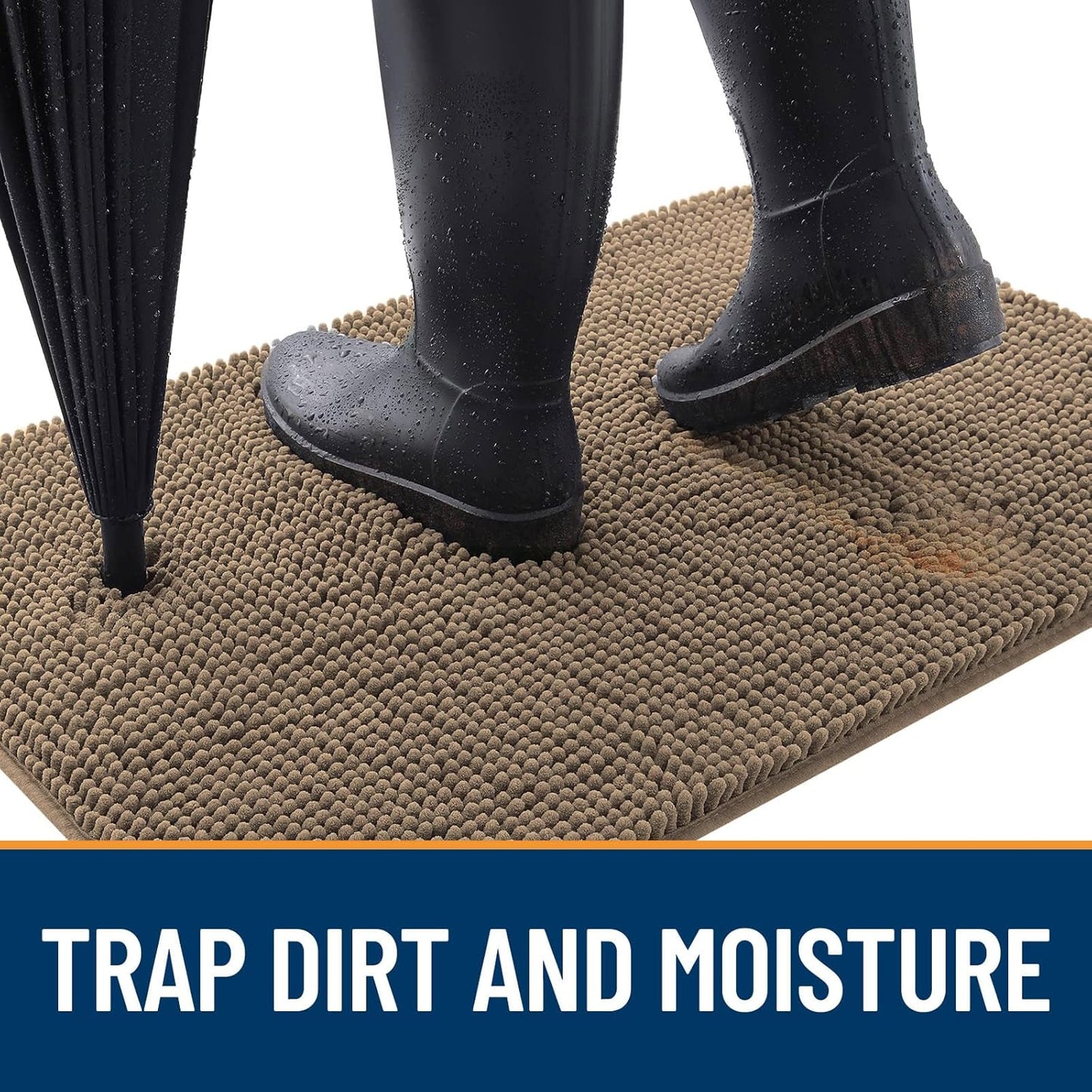 OLANLY Dog Door Mat for Muddy Paws 59x32, Absorbs Moisture and Dirt, Absorbent Non-Slip Washable Doormat, Quick Dry Chenille Mud Mat for Dogs, Entry Indoor Entryway Carpet for Inside Floor, Tan