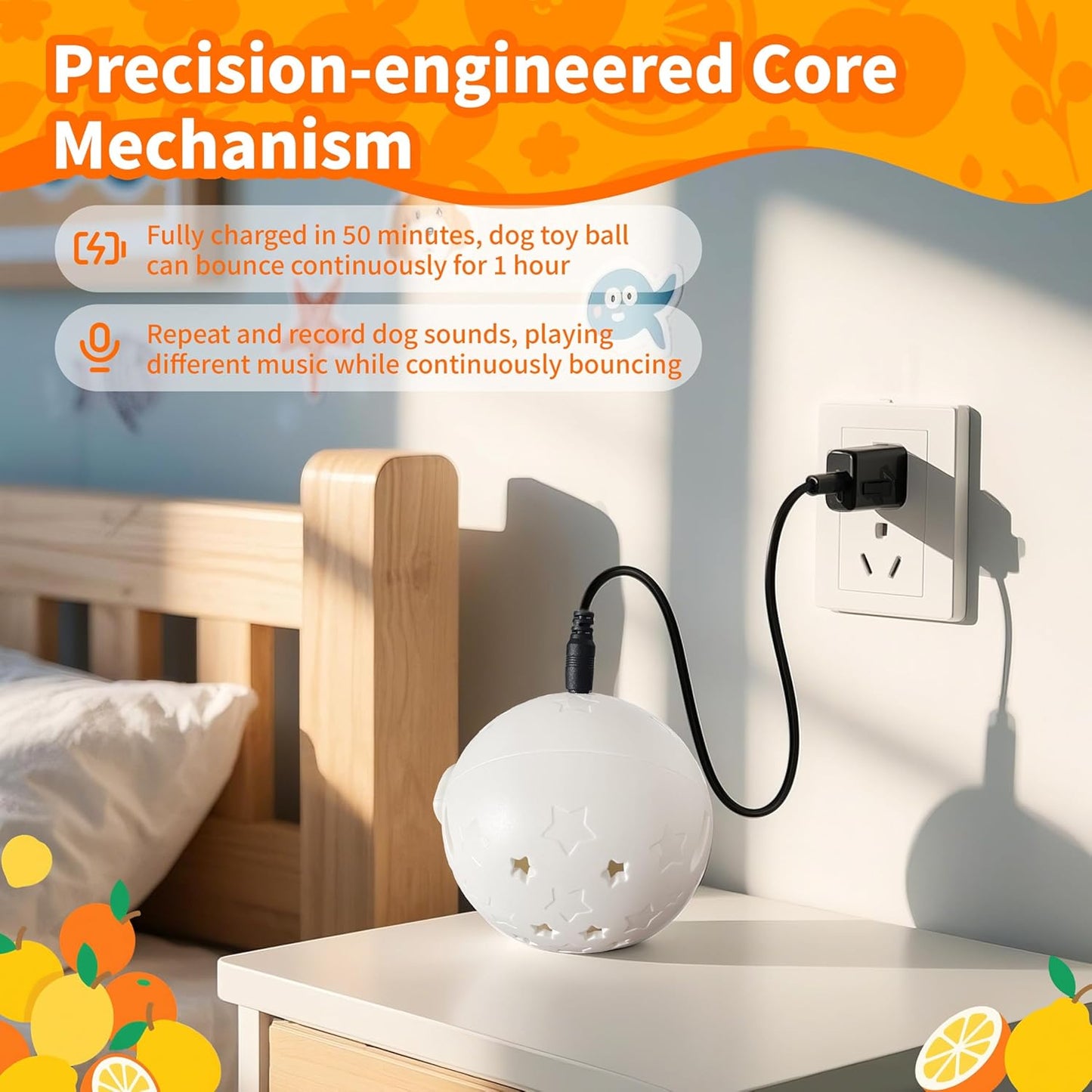 Interactive Dog Toys, Moving Squeaky Dog Toy Ball, Rechargeable Bouncing Rolling Puppy Ball Toy with Jumping Music Talking Mode for Puppy Small Medium Dogs to Keep Them Busy (Pig)