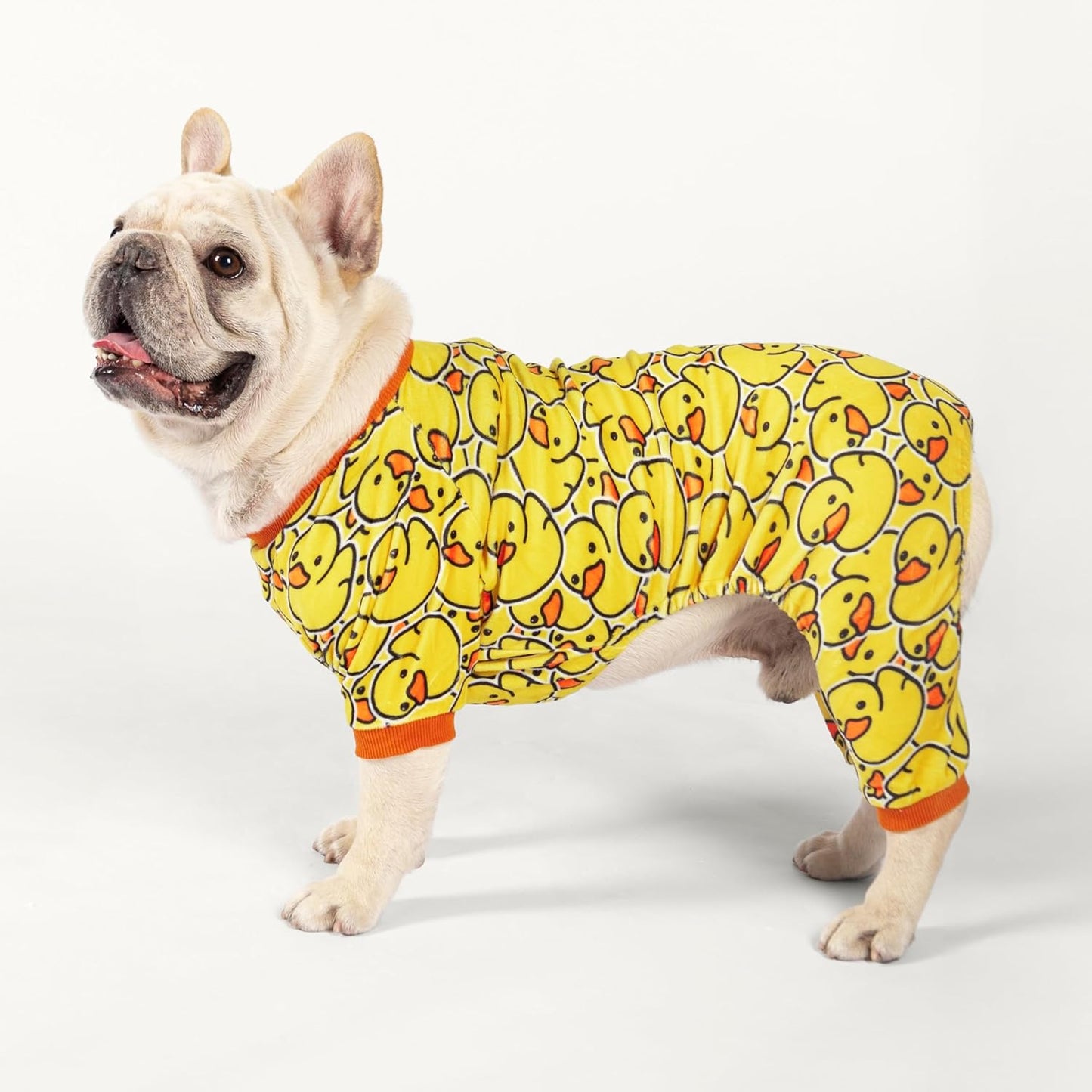 Fitwarm Funny Duck Dog Pajamas, Dog Winter Clothes for Small Dogs Girl, Lightweight Velvet Pet Jumpsuit, Cat Onesie, Yellow, XL