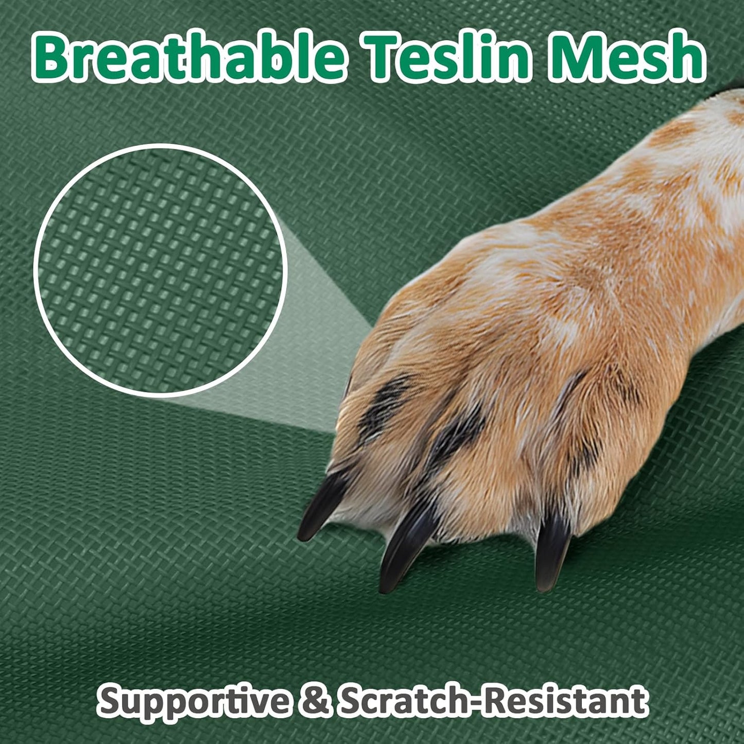 35 Inch Cooling Medium Elevated Outdoor Dog Bed, Raised Dog Cot Beds with Breathable & Washable Mesh, Lifted Pet Hammock Bed with Anti-Slip Feet (M, Green)