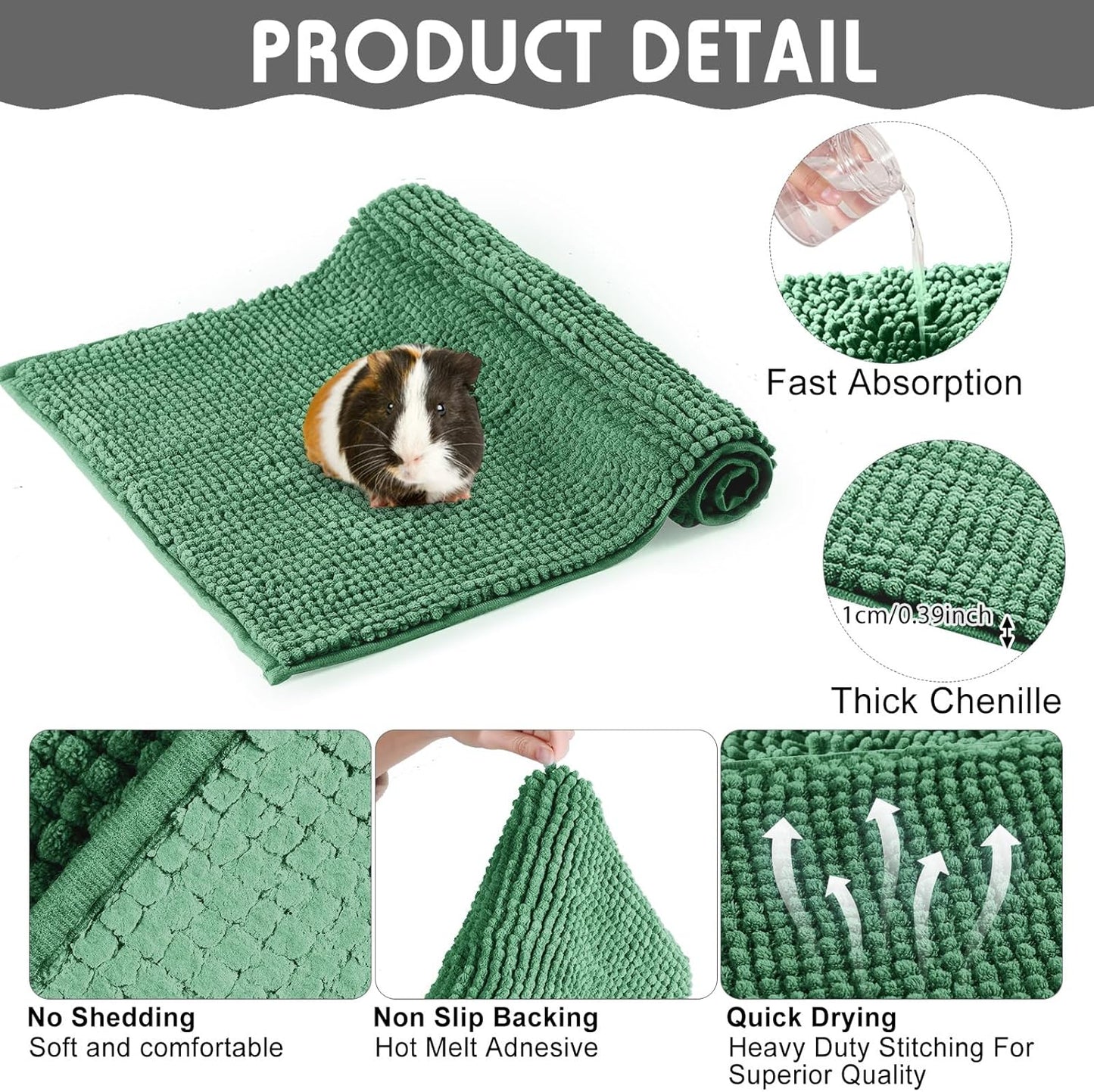 Amylove 4 Pcs Guinea Pig Cage Liner Guinea Pig Bedding Washable Fleece Pee Pads Reusable Small Animals Training Mat Small Animal Sleeping Bed for Bunny Hamster(Mixed Colors,16 x 24 Inch)