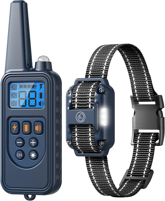 Electronic Dog Collar with Remote, 2600ft Waterproof Dog Training Collar for Smal Medium Large Dogs, Beep, Vibration, Shock (1-99) Modes, LED Light, for 5-120Lbs Dogs