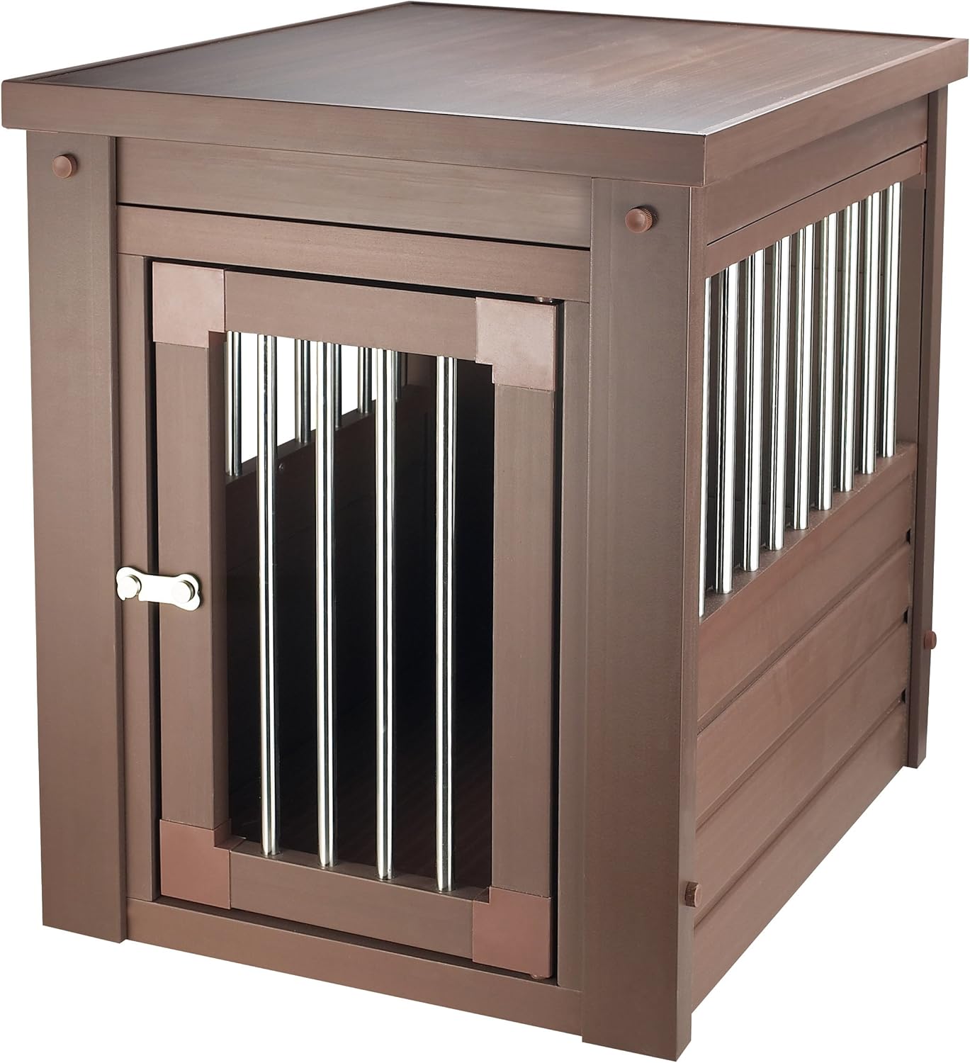 New Age Pet ECOFLEX Dog Crate End Table - Furniture-Style Pet Crate for Crate Trained Dogs - Stainless Steel Tubing & a Latched Closure - 10 Year Manufacturer's Warranty