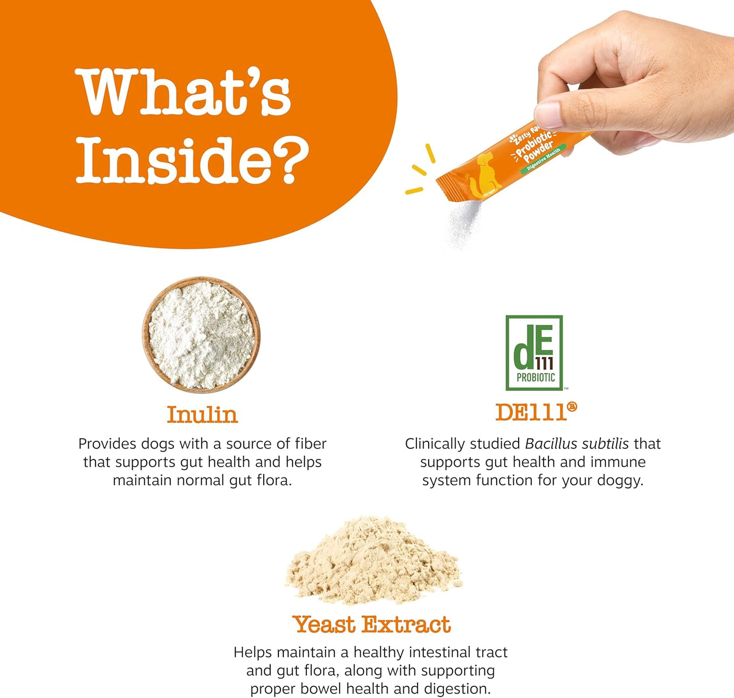 Zesty Paws Probiotics for Dogs - Powder Meal Topper for Digestive, Immune System Support - Premium DE111 Dog Probiotics for Digestive Health - Inulin Fiber & Yeast Extract - Pumpkin Flavor - 30 Ct