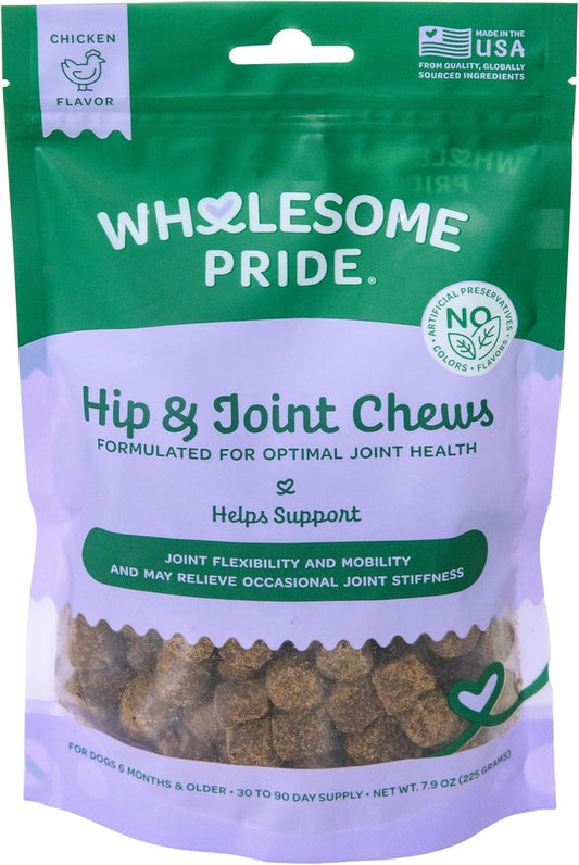 Wholesome Pride Hip & Joint Supplement for Dogs – 90 Soft Chews – Glucosamine, Chondroitin, MSM & Turmeric – Mobility Support & Arthritis Relief for Growing, Adult & Senior Dogs