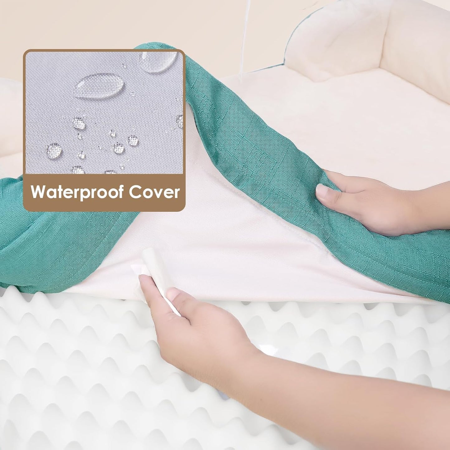 EHEYCIGA Orthopedic Dog Bed, Waterproof Memory Foam, Turquoise Blue, 30"L x 20"W x 6.5"Th