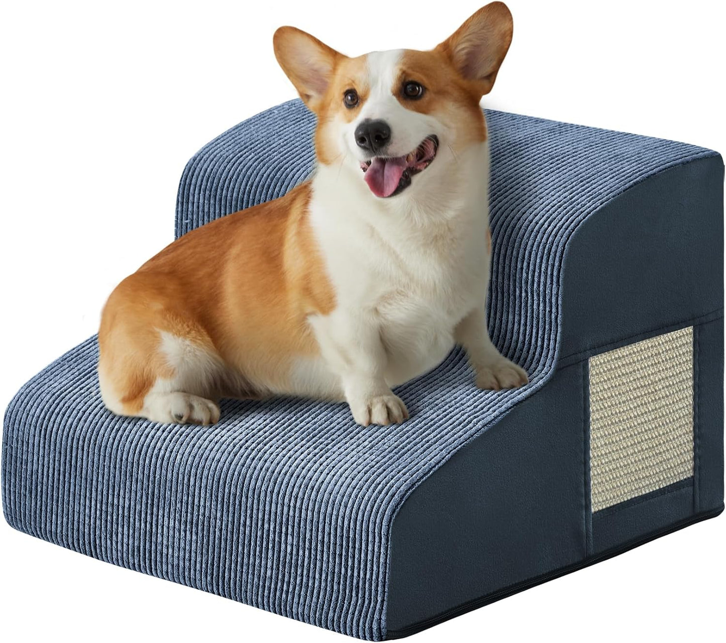 Navy Portable 2-Step Dog & Cat Step for Bed, Couch, Sofa & Chairs - Non-Slip, High Density Foam