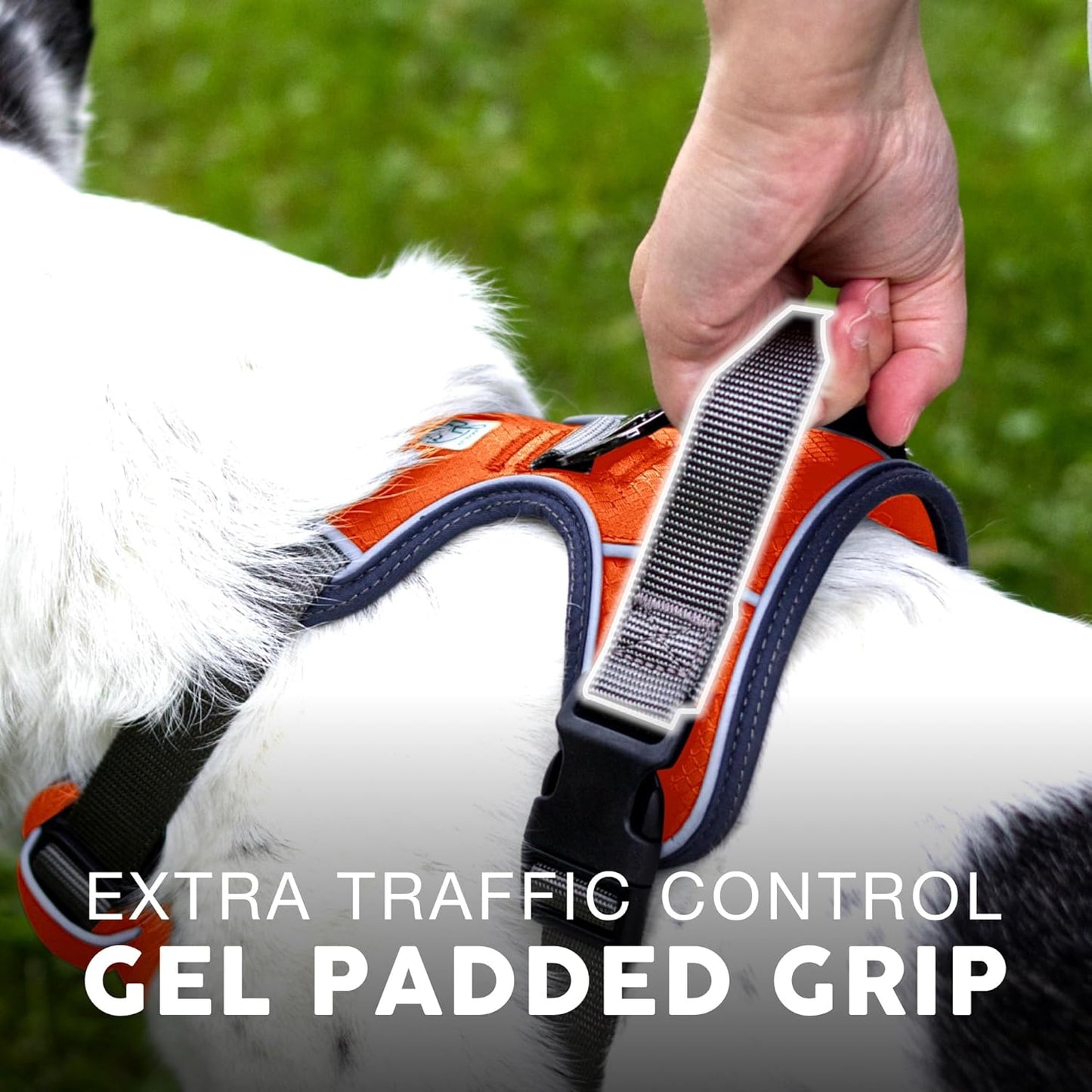 Embark Adventure Dog Harness, Reflective Trim No Pull Dog Harness for Large Dogs - Military Grade Nylon, Front Clip with Gel Lined Handle.