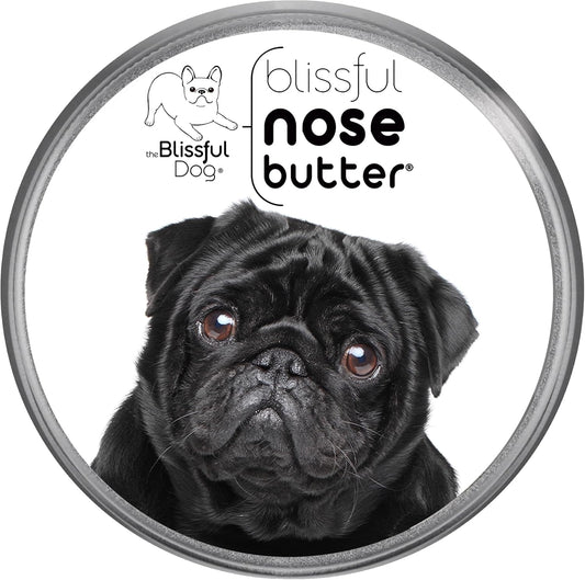 The Blissful Dog Black Pug Nose Butter for Dry, Cracked Skin, Lick-Safe Dog Nose Balm with Moisturizing Shea Butter, Almond, Olive, and Essential Oils, Pet Supplies, Uncented, 8 oz.
