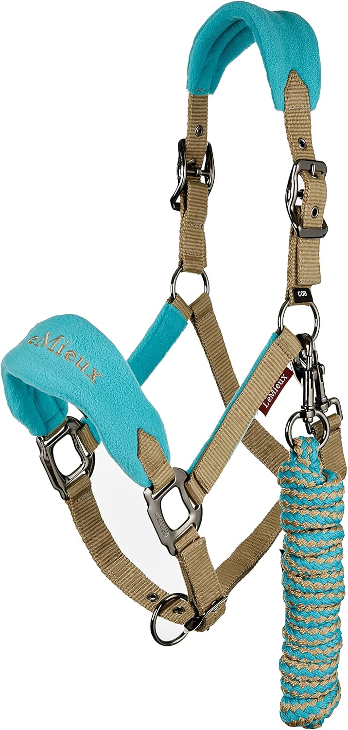LeMieux Vogue Fleece Headcollar - Halter & Leadrope - Extra Padding, Adjustable at Curb and Poll Strap