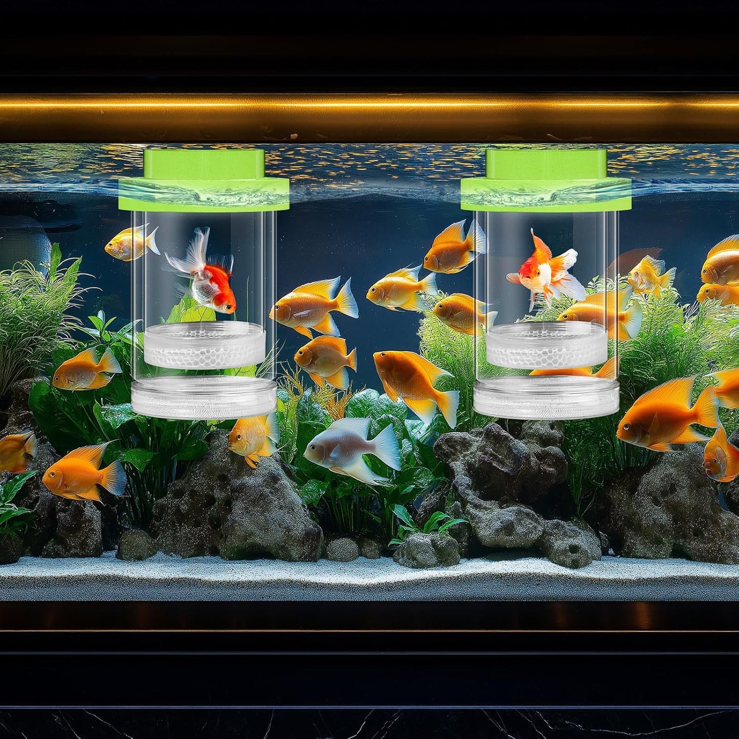 2 Pcs Breeder Box for Fish Tank Aquarium Breeder Separation Net Breeding Box with Suction Cup for Small Fish Shrimp Clownfish Guppy(Green,M)