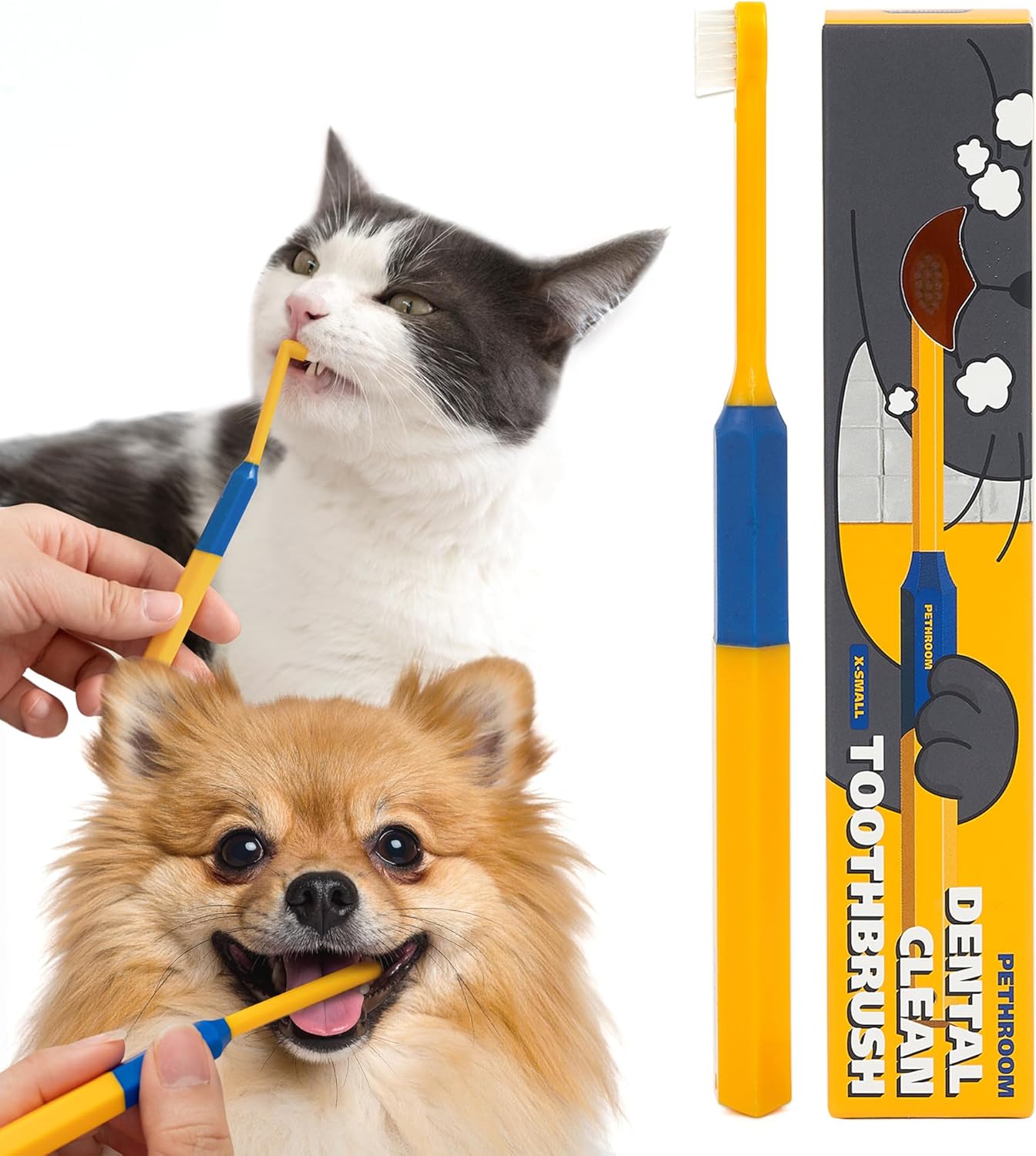 PETHROOM] Pet Toothbrush - Cats, Kitten, Small Dog Dental Care, Removing Teeth Tartar | Soft Bristle Cleaning Toothbrush Cat (Extra Small)
