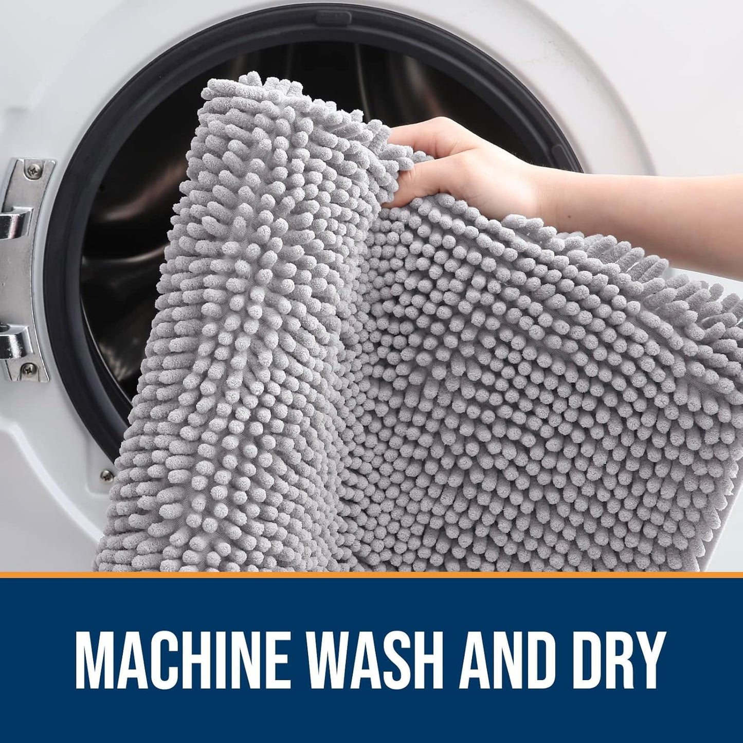 OLANLY Dog Door Mat for Muddy Paws 44x32, Absorbs Moisture and Dirt, Absorbent Non-Slip Washable Doormat, Quick Dry Chenille Mud Mat for Dogs, Entry Indoor Entryway Carpet for Inside Floor, Light Grey