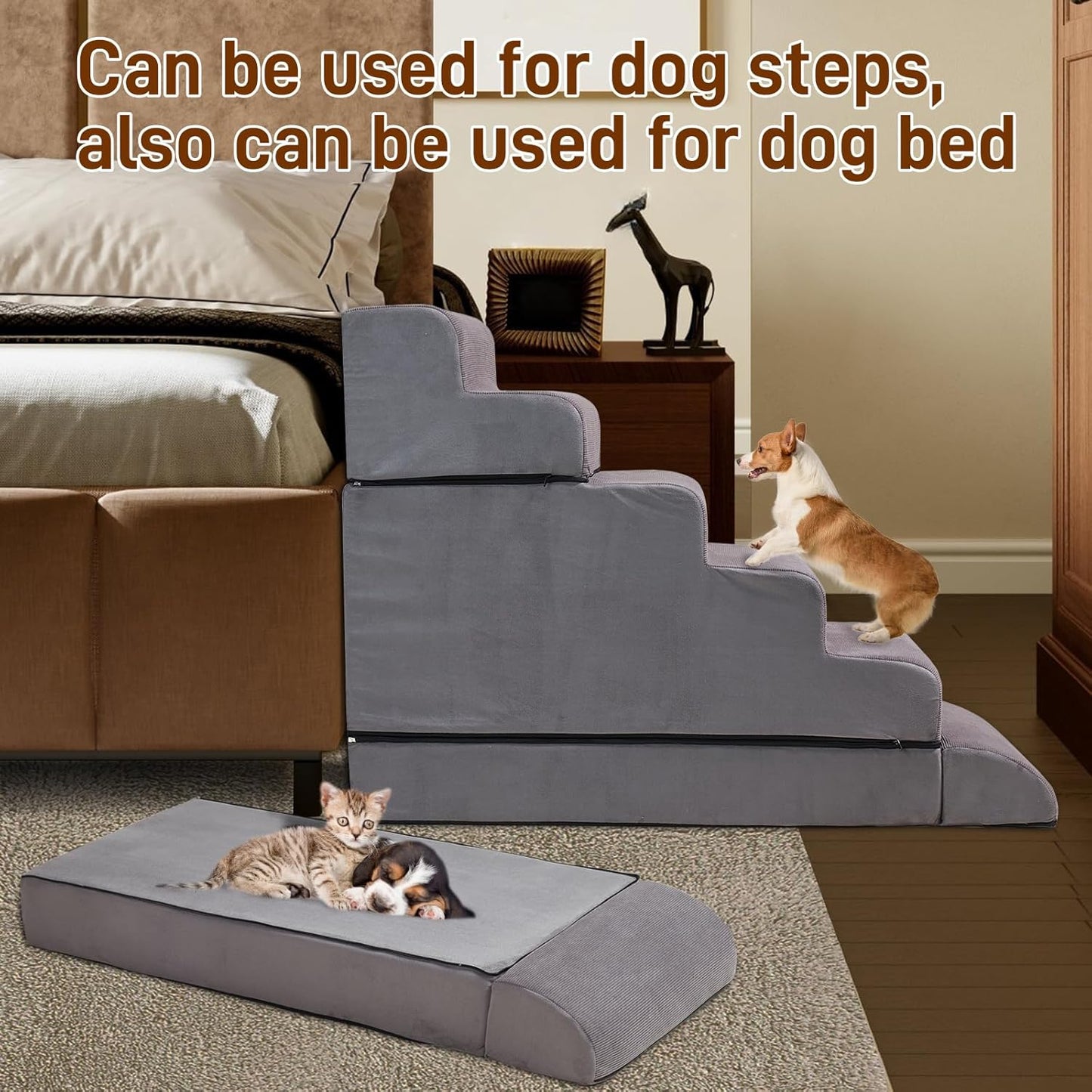 24-30inches High Dog Stairs & Steps for High Beds Tall, LitaiL 29inch 6 Steps Pet Stairs/Steps for High Beds Large Dogs, Non-Slip Dog Ramps for Small Dogs, for Older Cats