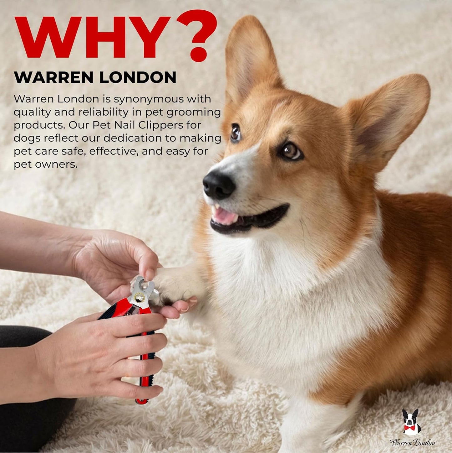 Warren London Dog Nail Clippers – Large Breed Nail Trimmer with Stainless Steel Blade, Safety Guard & Non-Slip Handle | Professional Grooming Tool for All Dog Sizes