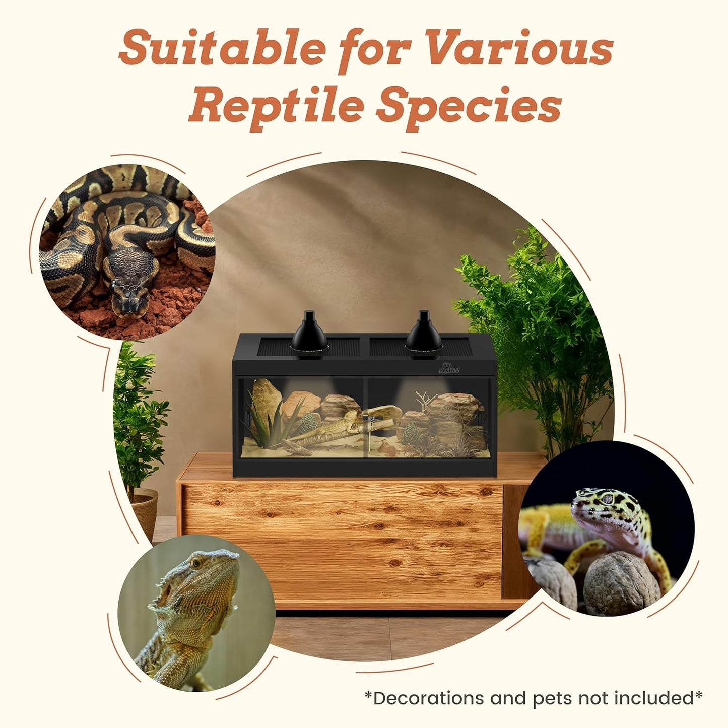 50 Gallon PVC Reptile Enclosure, RepWild 36"x18"x18" Terrarium/Tank with Heavy-Duty Screen Top, Glass Sliding Doors & Lock for Bearded Dragons, Ball Python, Geckos, Lizards