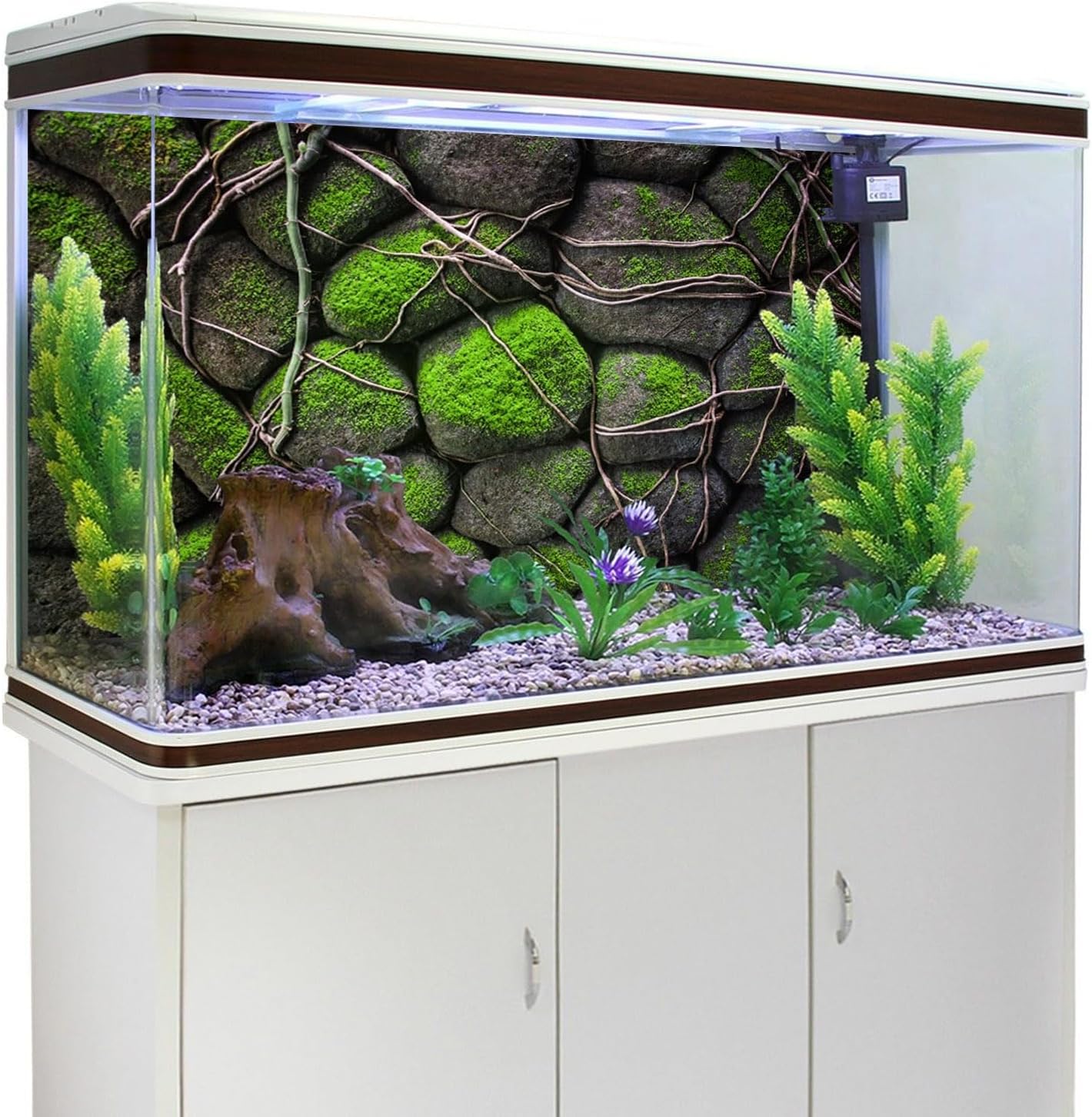 AWERT 48x20 inches Stone Aquarium Background Rock Fish Tank Background Rocky Terrarium Background Vinyl