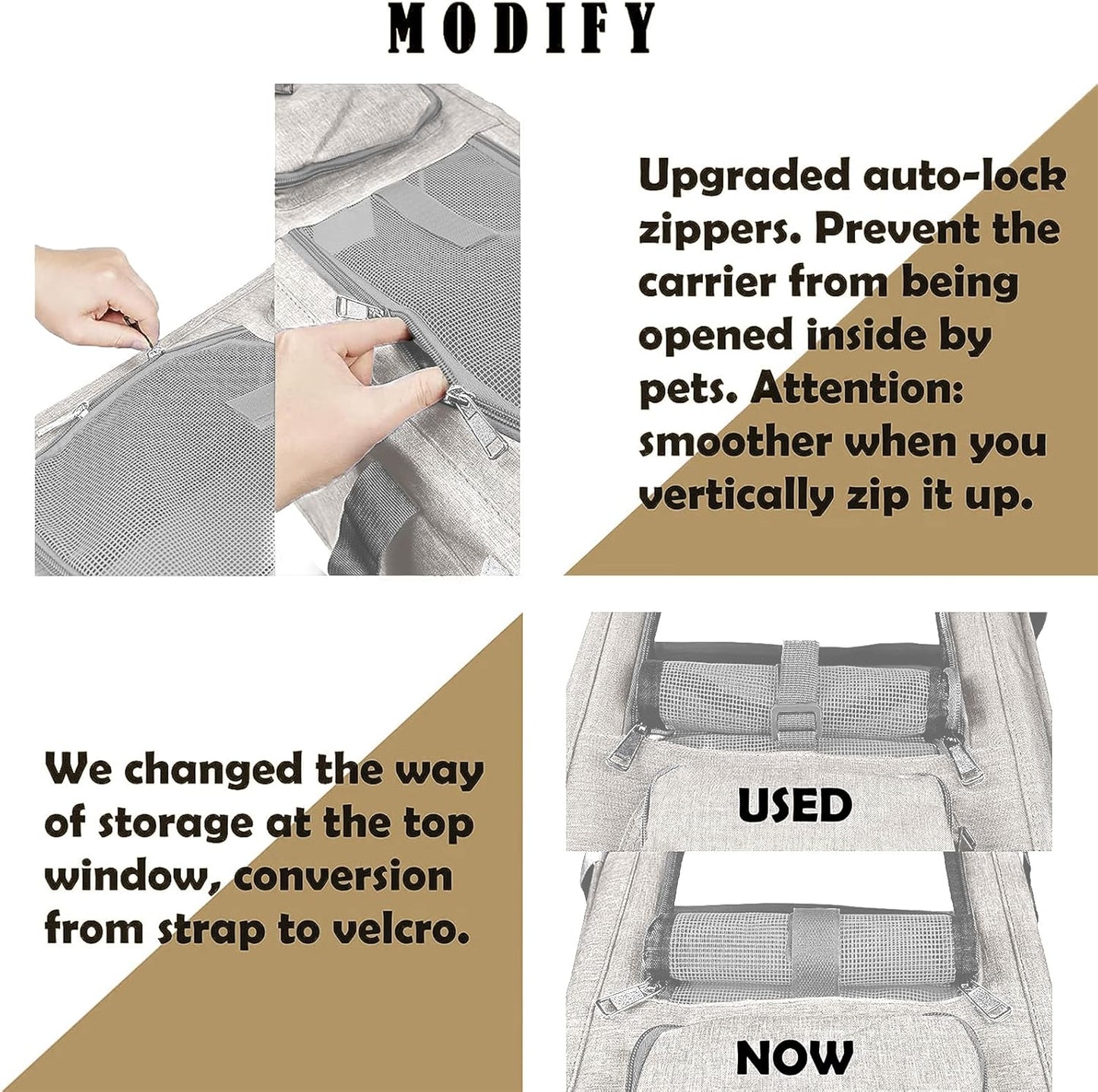 Pet Carrier for Large Cat Soft-Sided Animal Traveling Bag for Medium Cat up to 20lbs / Washable Small Dog Puppy 10 lbs Crate Case with Privacy Curtains for Home Outdoor Travel Beige White