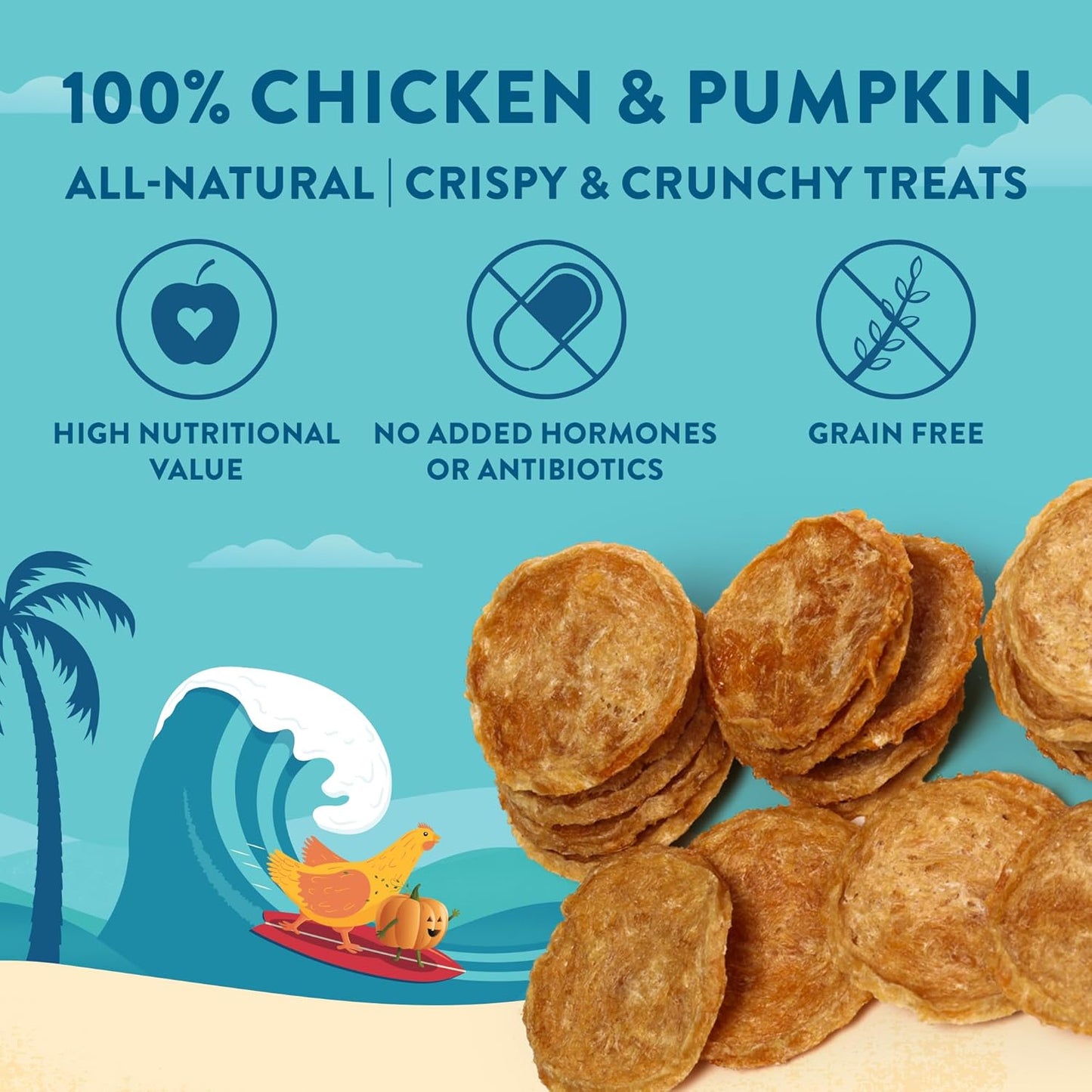 Chicken & Pumpkin Chips – 2 Simple Ingredient Dog Treats, All Natural & Healthy Training Snacks for Small, Medium & Large Breeds, Puppies – High Protein, Made in USA 7oz