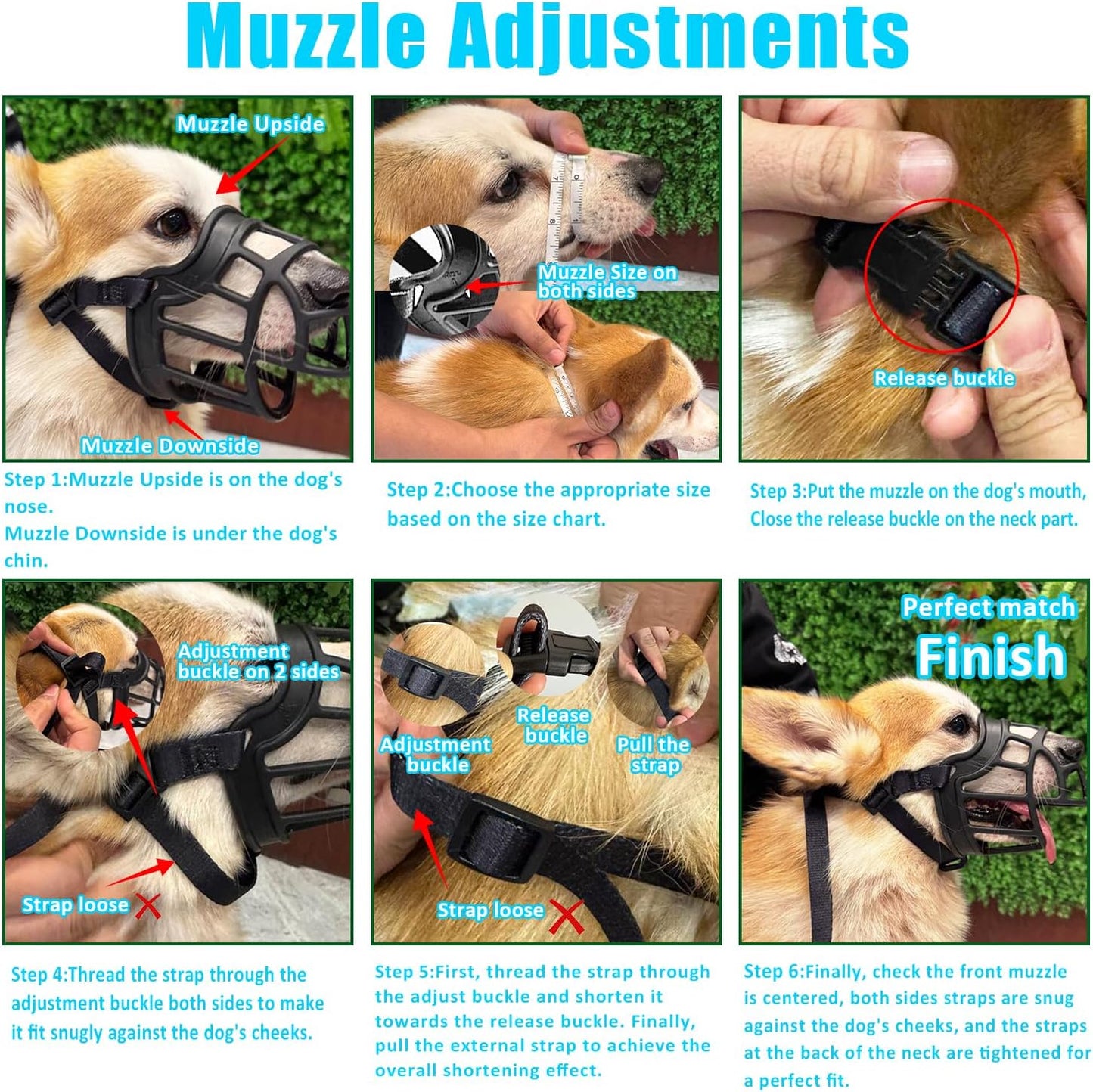 Dog Muzzle, OKKIC Basket Muzzle Anti Biting Chewing, Sturdy Lightweight Muzzle Allows Panting Drinking,Muzzle for Small Medium Large Dogs, Suitable for Grooming Trimming Training (Black, Size5)