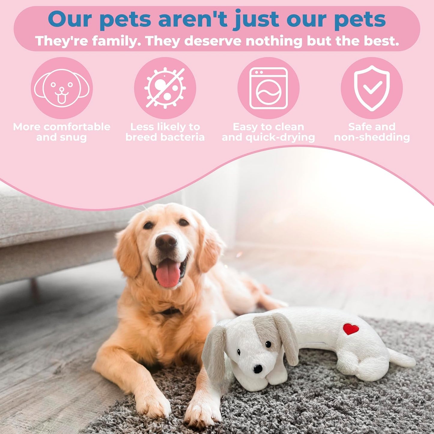 Heartbeat Puppy Toy for Dogs, Heartbeat Stuffed Animal for Anxiety Relief Calming Aid, Heartbeat Stuffed Toy for Behavioral Aid Crate Kennel Training, Puppy Essentials White