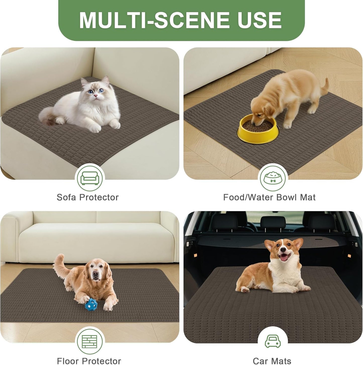 Washable Pee Pads for Dogs, 2 Pack Reusable Puppy Pads Dog Pads, Non-Slip Dog Pee Pads, Leakproof Pet Pee Pads Wee Wee Pads for Dogs. (Coffee, 36"x40"(Pack of 2))