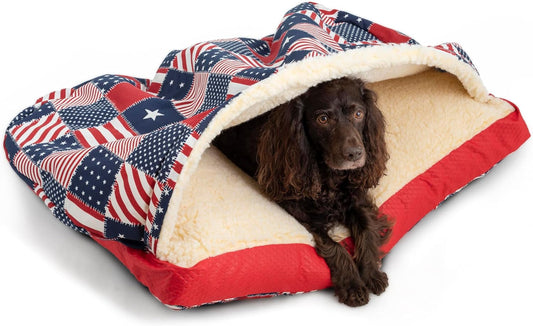 Snoozer Pet Products Luxury Rectangle Cozy Cave, Wag Collection, Medium, Starpatch Red Diamond