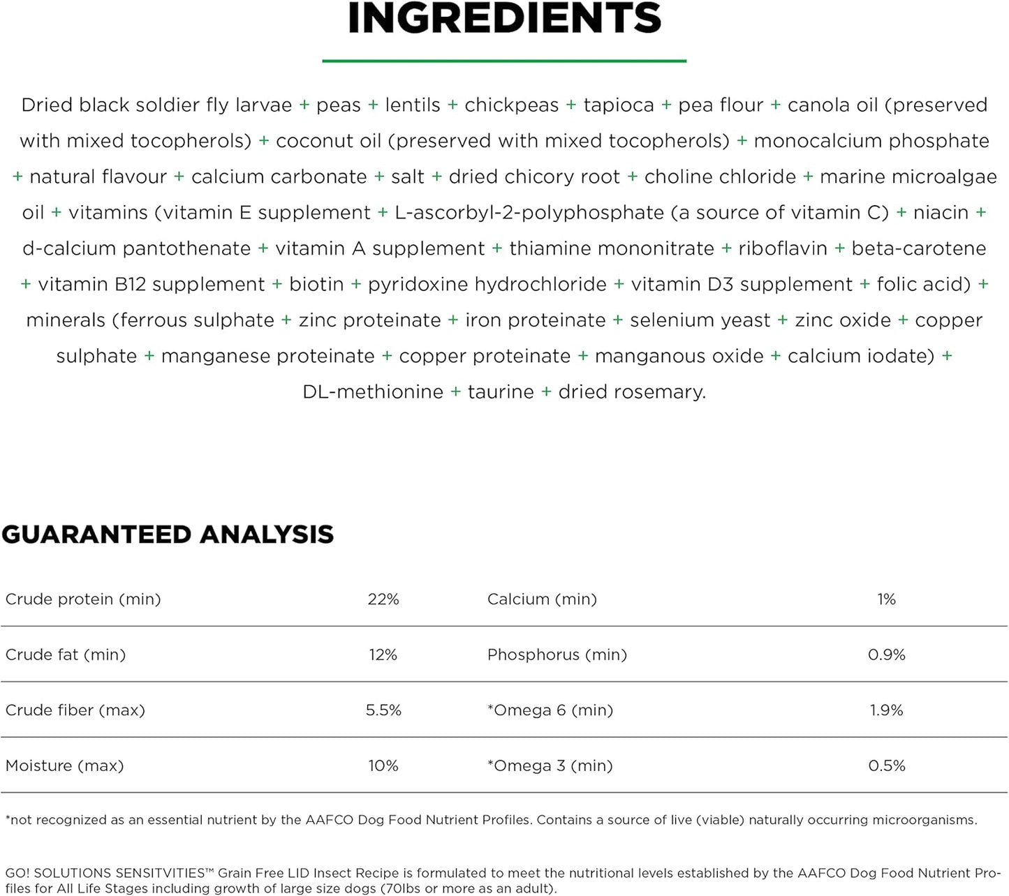 Go! Solutions Sensitivities Limited Ingredients, Grain-Free Dry Dog Food, Insect Recipe for Sensitive Stomach, 12 lb Bag