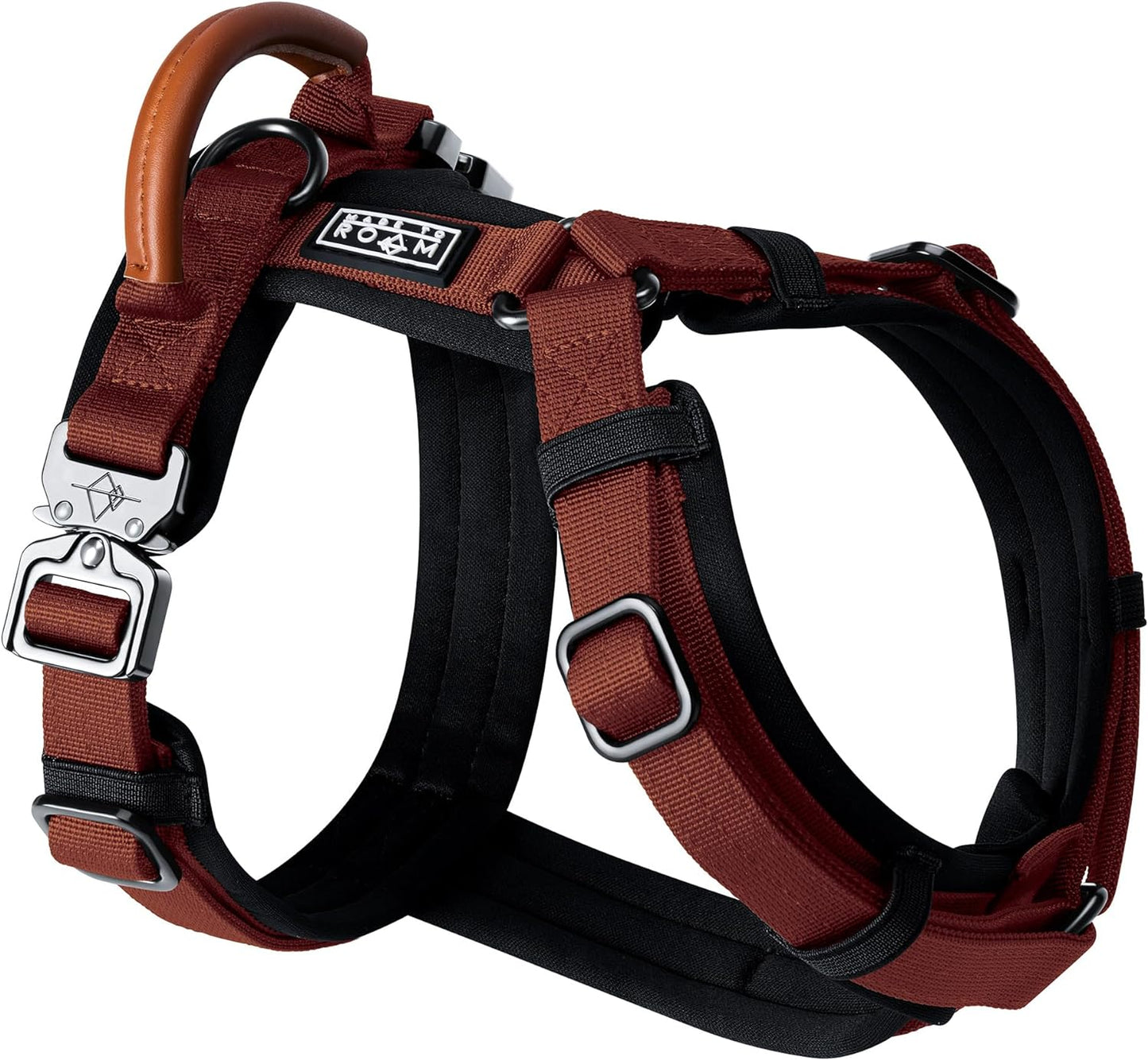 MADE TO ROAM Premium Explorer Harness - Y-Shaped Dog Harness with Adjustable Durable Nylon, Soft Padding, Metal Buckles and Leather Handle for Small, Medium, Large Dogs (Arizona Heartbeat, Size 7)