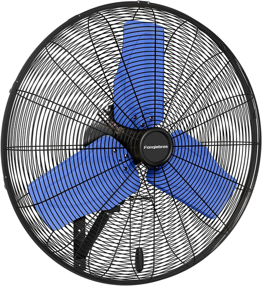 Pro 9500 CFM 24" Outdoor IP44 Waterproof Wall Mount Fan, 3-Speed Oscillating Metal Fans with Enclosure Motor, Heavy Duty Wall Fan for Patio, Warehouse, Garage, and Jobsite