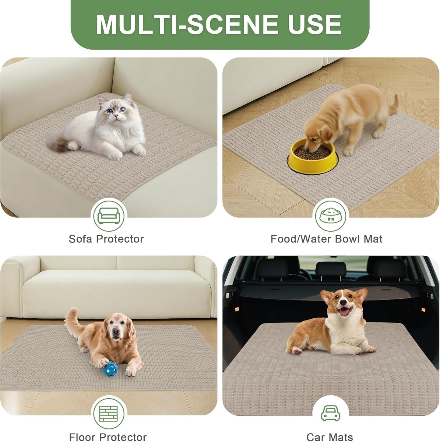 Washable Pee Pads for Dogs, 2 Pack Reusable Puppy Pads Dog Pads, Non-Slip Dog Pee Pads, Leakproof Pet Pee Pads Wee Wee Pads for Dogs. (Brown, 30"x34"(Pack of 2))