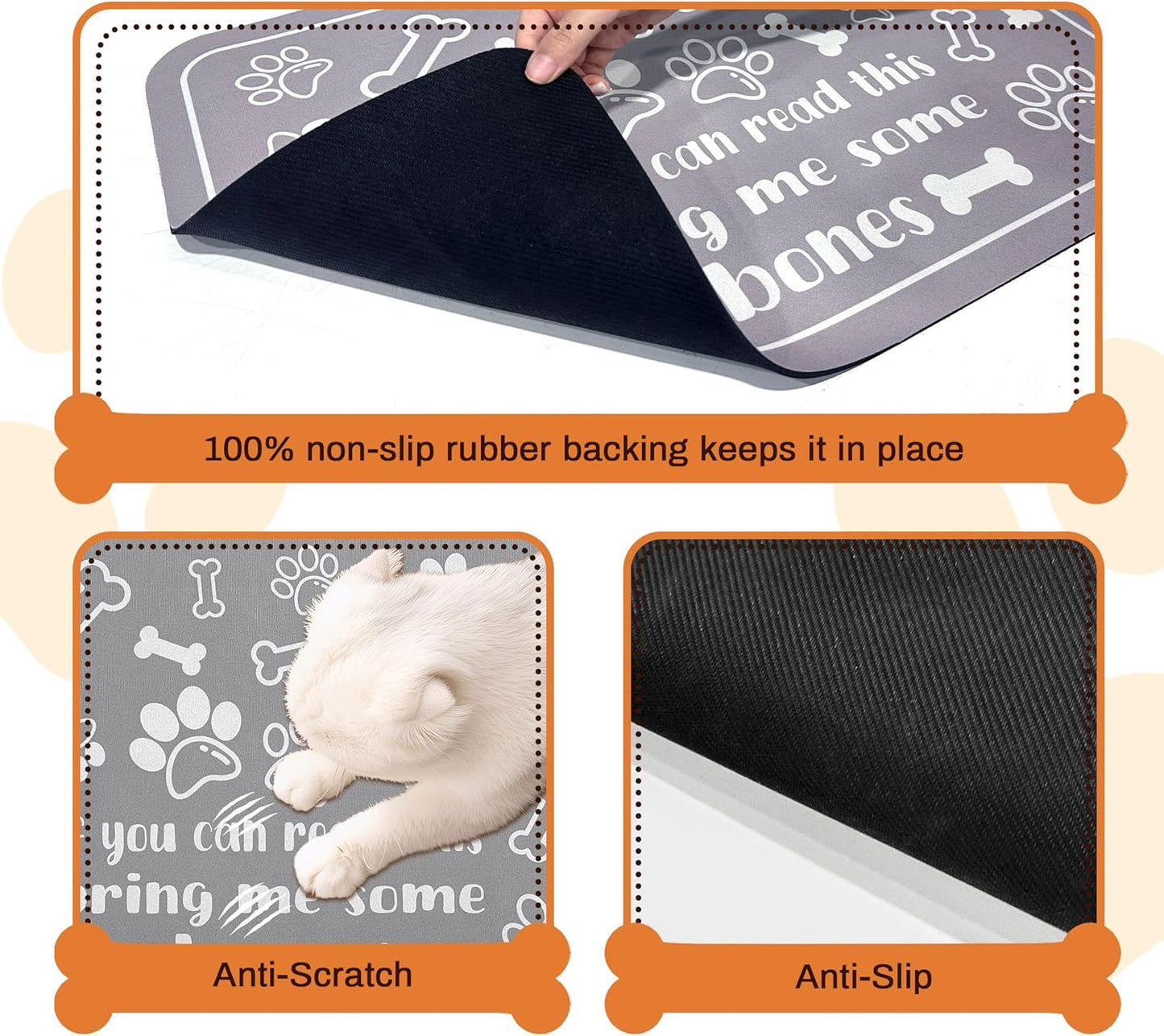 Pet Feeding Mat for Floors Waterproof Dog Mat for Food and Water Absorbent Quick Dry Non Slip mat for Cat Bowls