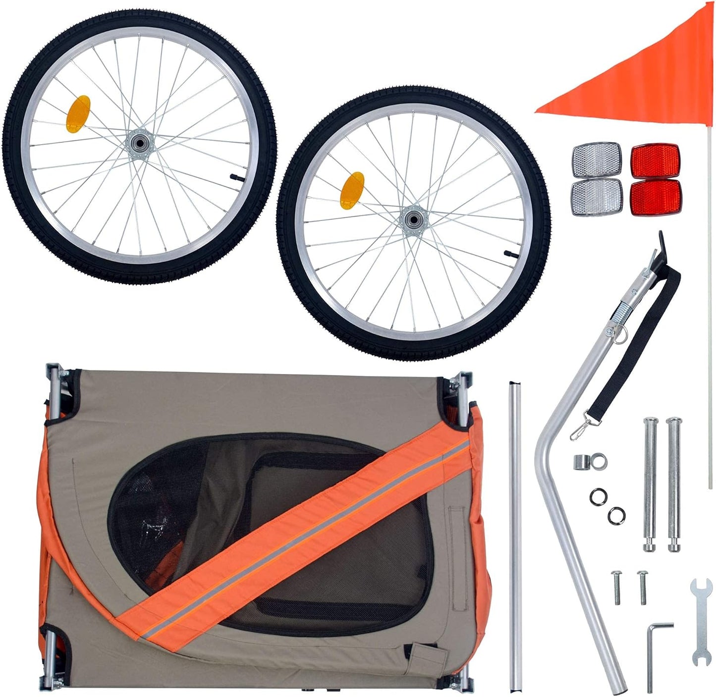 H&B Luxuries Pet Bike Trailer Load 68 Pounds, Suitable for Big and Small Dogs, Folding Storage, Detachable, Easy to Install, Breathable Protective Net Pet Cart